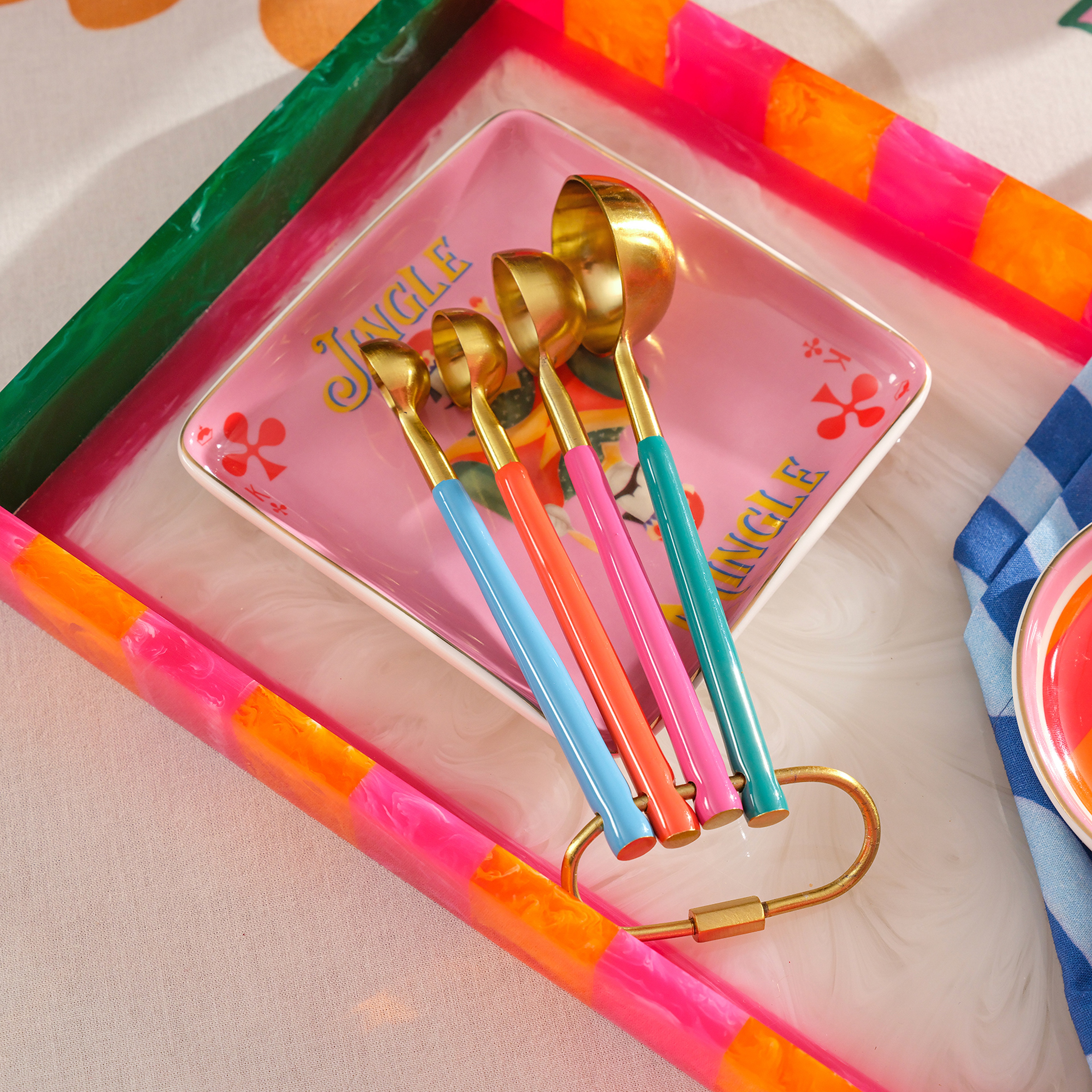 Tanda Çelik Ölçü Kaşık Seti 15x4x2 Cm Altın - Renkli