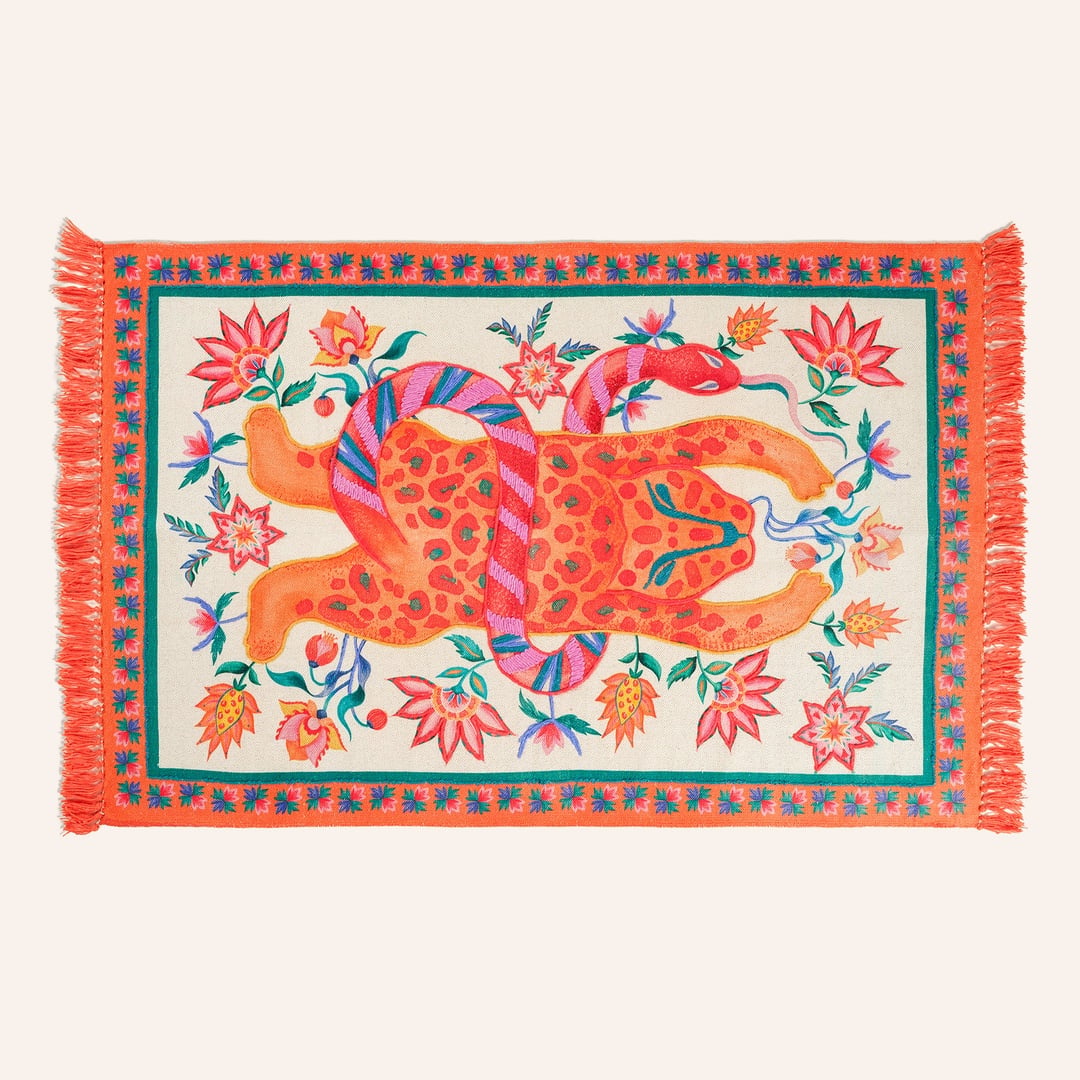 Rajna Pamuk Kilim 80x150 Cm Krem-turuncu