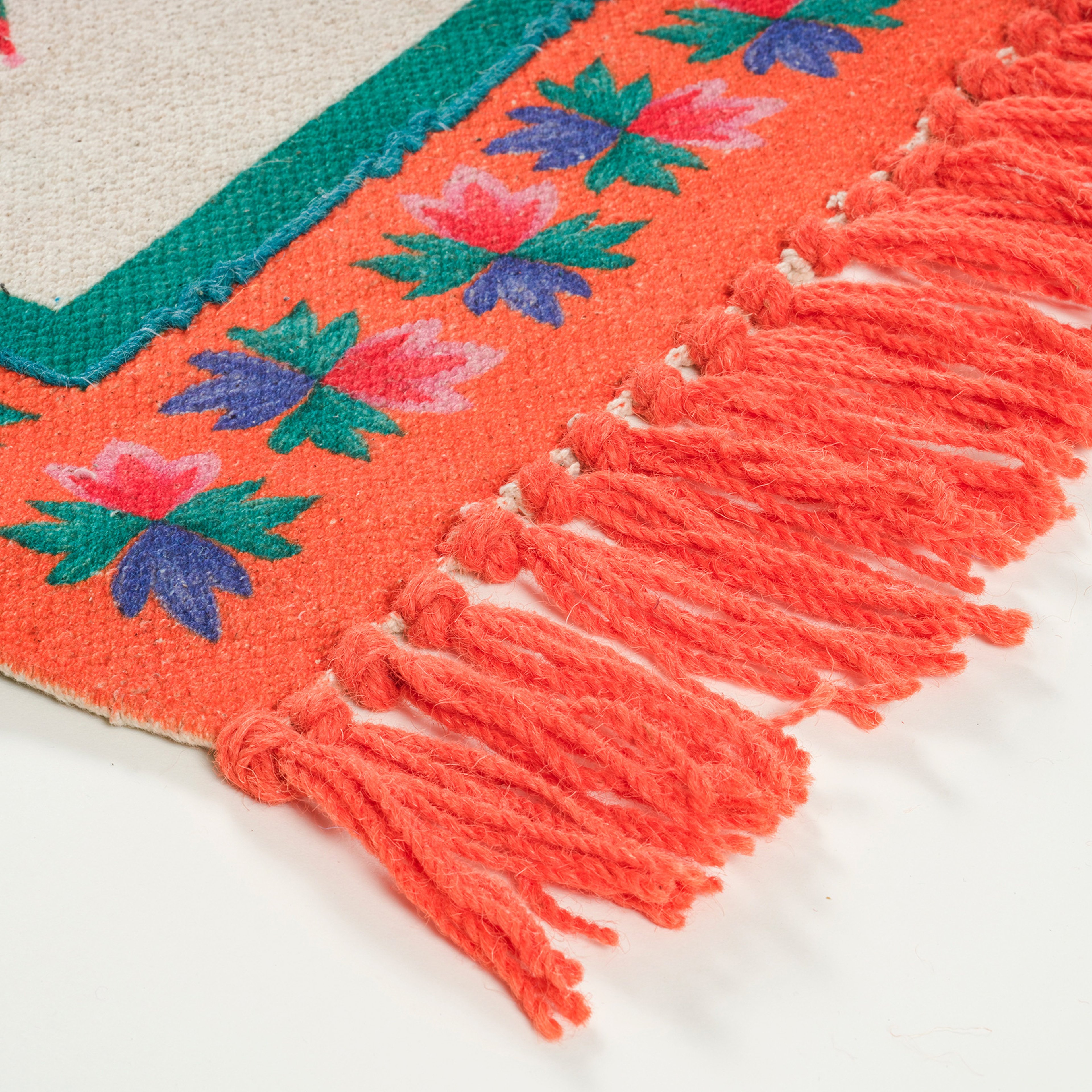 Rajna Pamuk Kilim 80x150 Cm Krem-turuncu