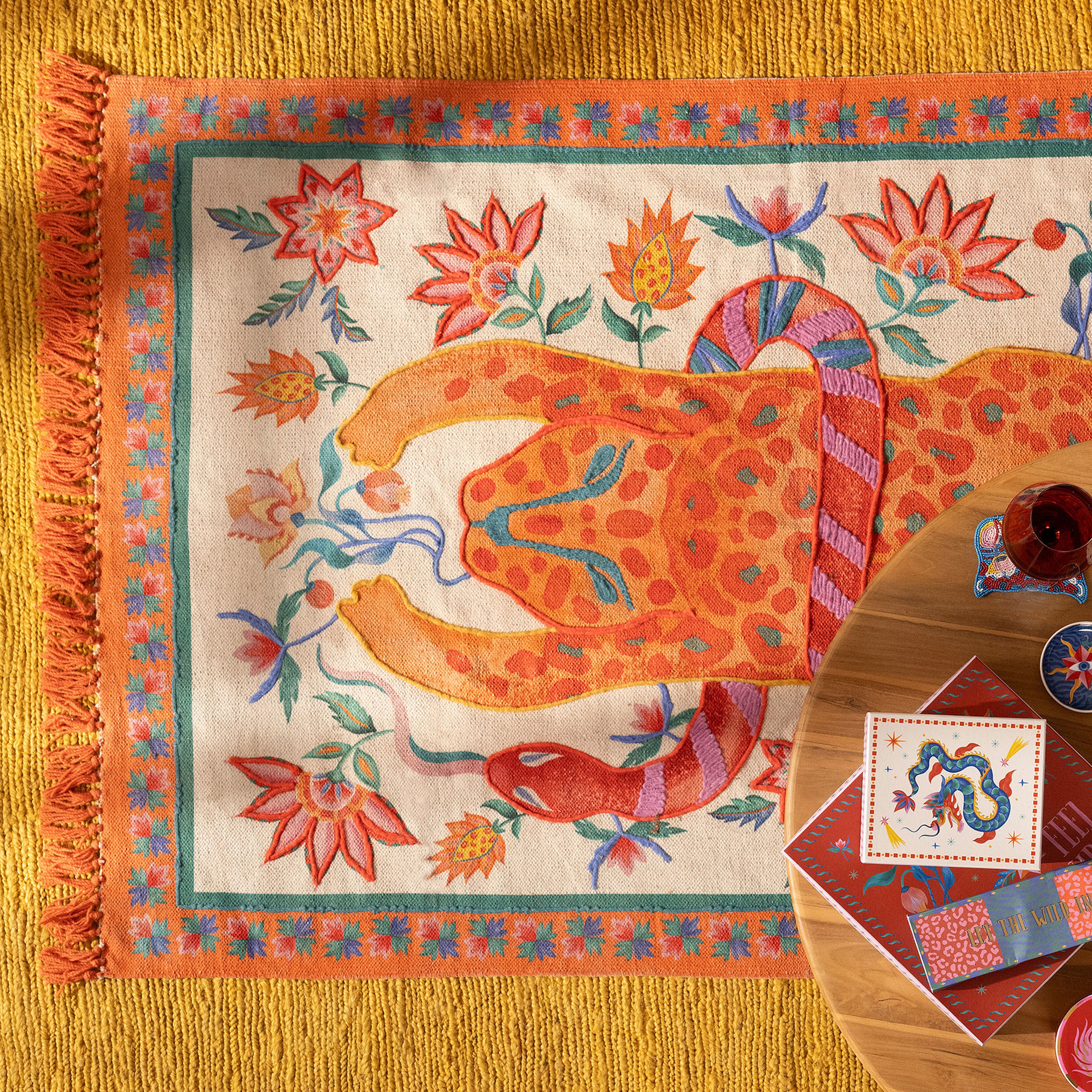 Rajna Pamuk Kilim 160x230 Cm Krem-turuncu