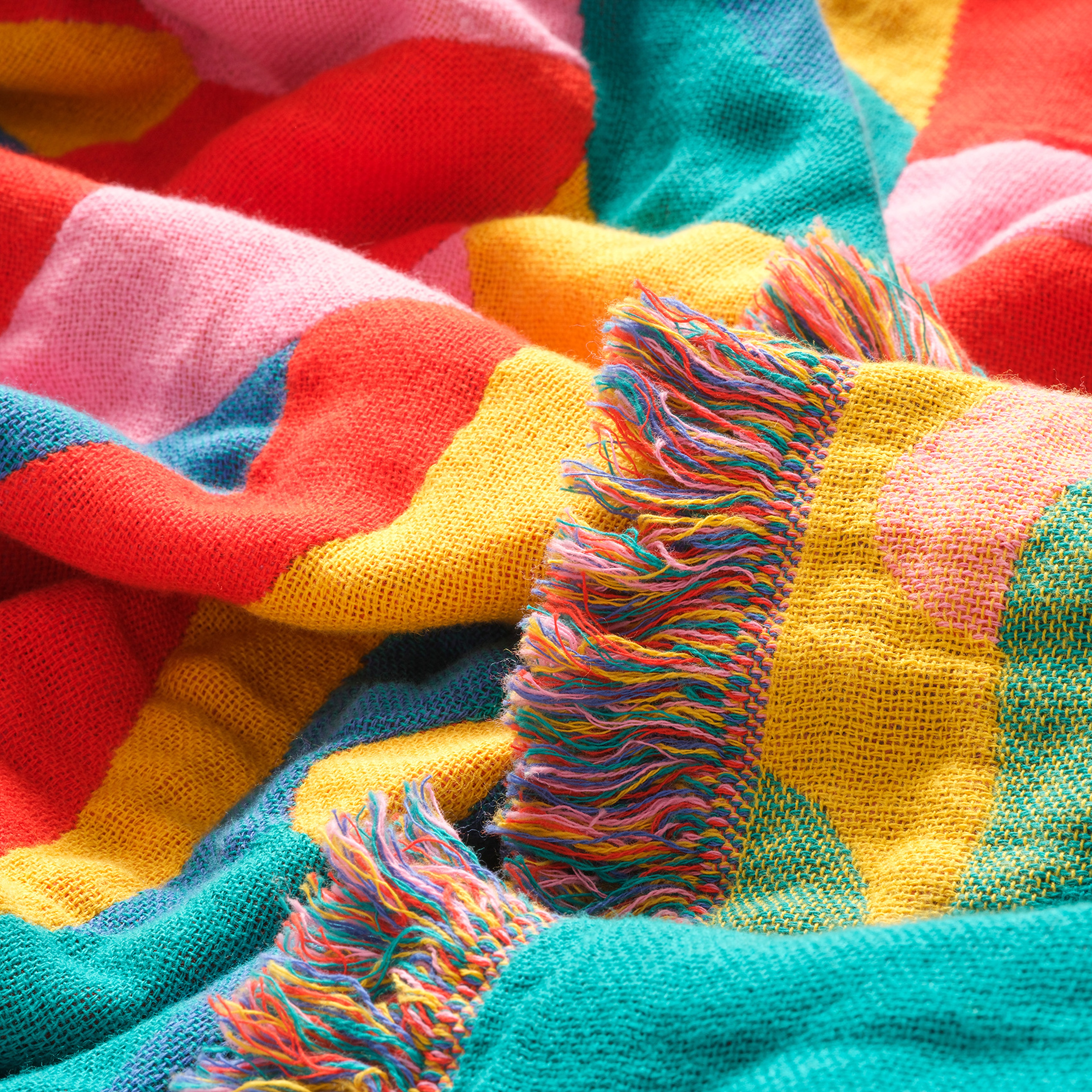 Novelas Saçaklı Jakarlı Pamuk Koltuk Şalı 137x180 Cm Mavi