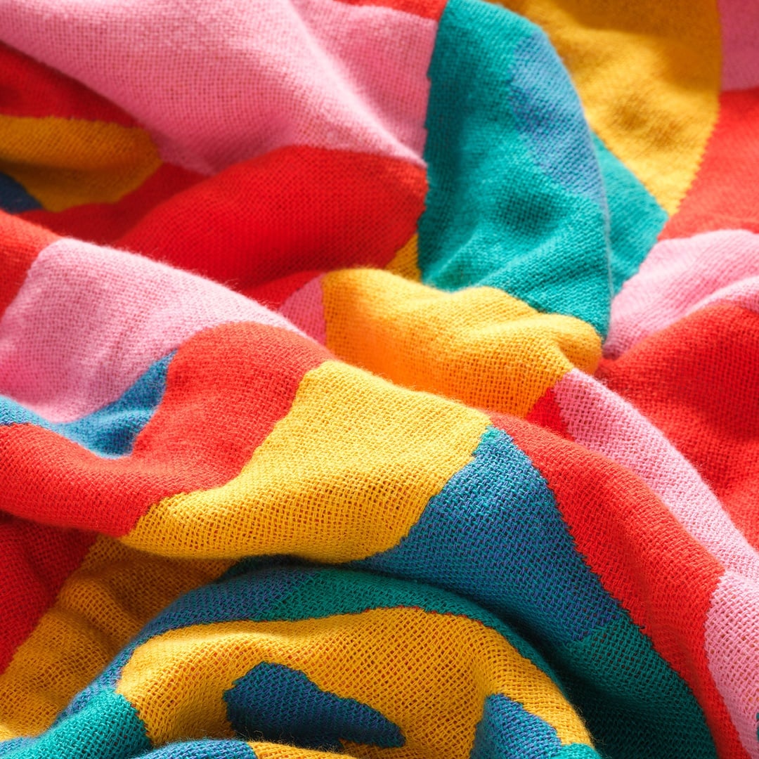 Novelas Saçaklı Jakarlı Pamuk Koltuk Şalı 137x180 Cm Mavi