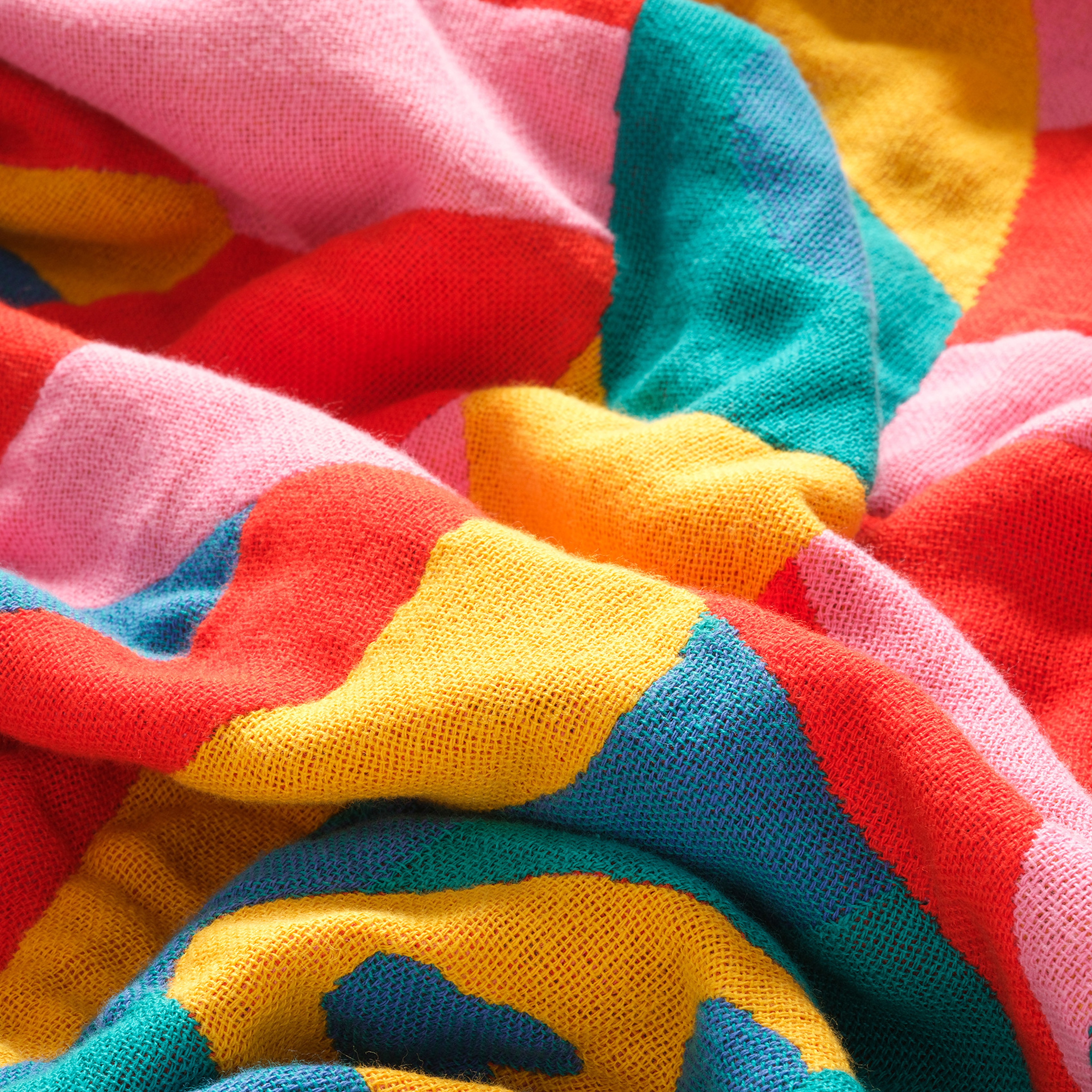 Novelas Saçaklı Jakarlı Pamuk Koltuk Şalı 137x180 Cm Mavi