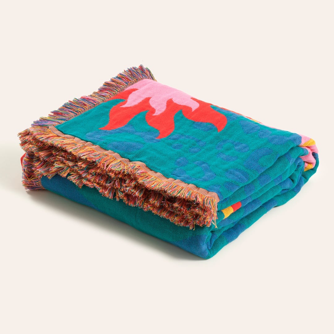 Novelas Saçaklı Jakarlı Pamuk Koltuk Şalı 137x180 Cm Mavi