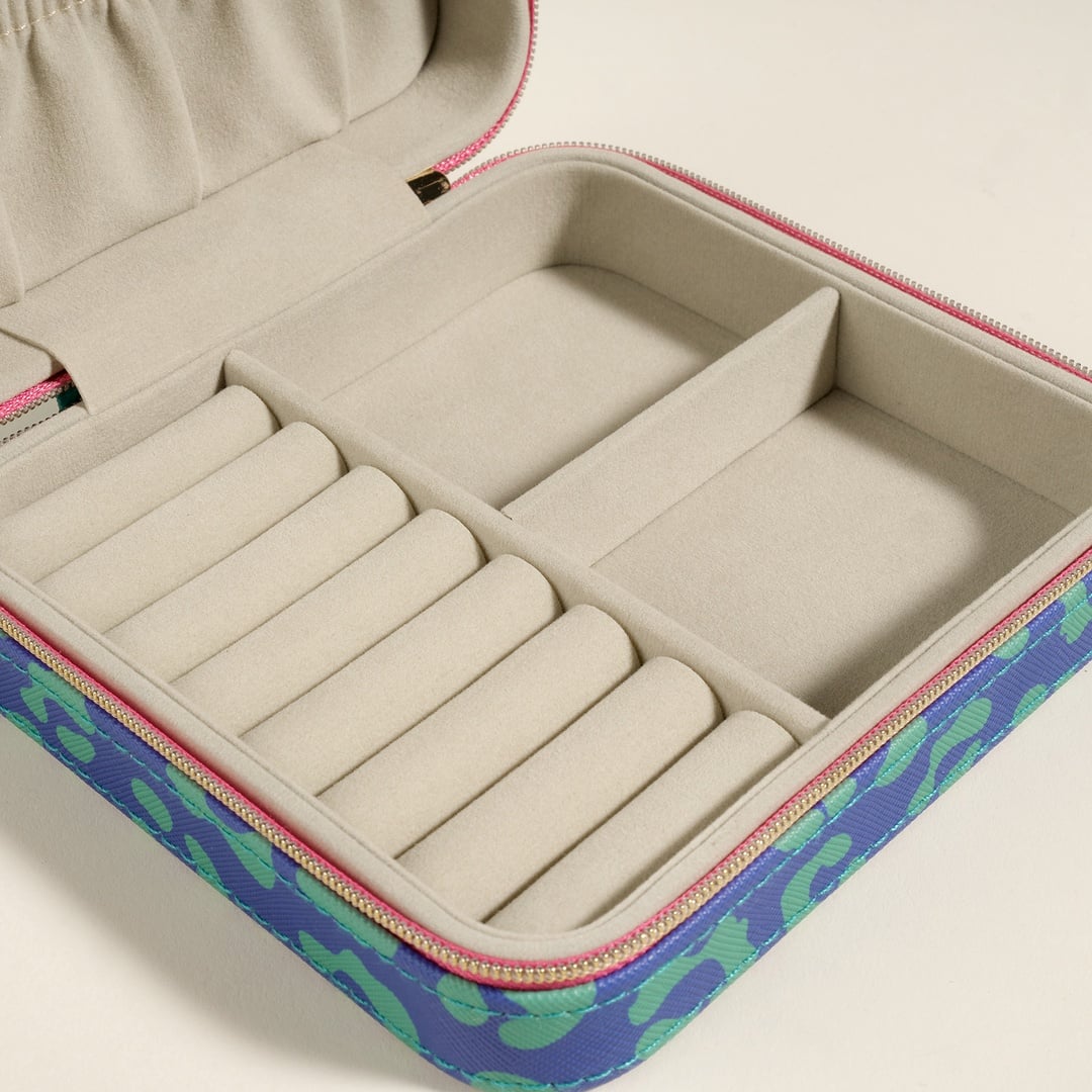 Meılın Pvc Takı Kutusu 14.5x13.5x5.1 Cm Koyu Yeşil - Koyu Mavi