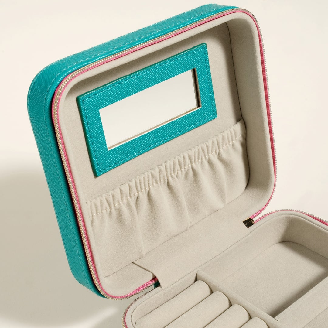 Meılın Pvc Takı Kutusu 14.5x13.5x5.1 Cm Koyu Yeşil - Koyu Mavi