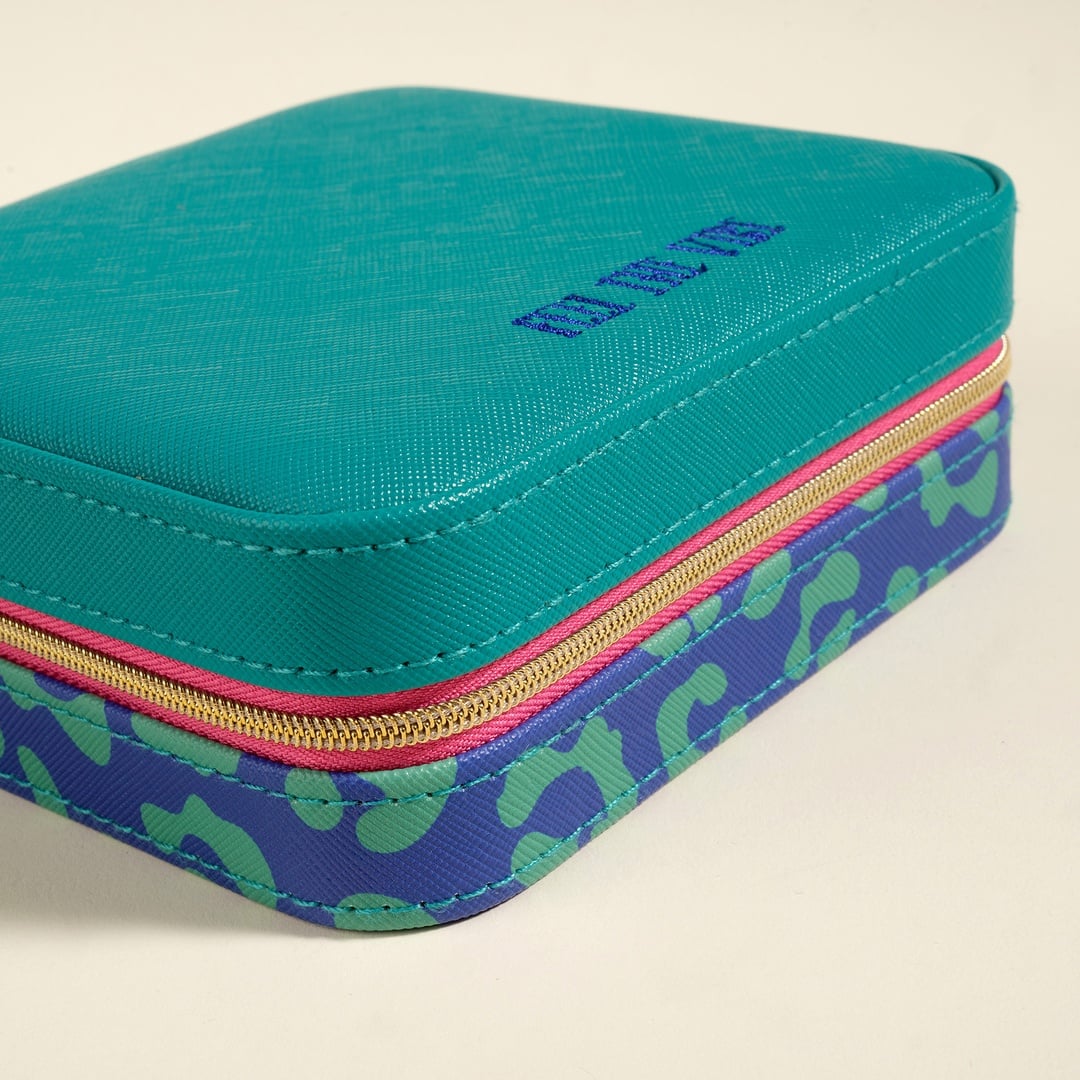 Meılın Pvc Takı Kutusu 14.5x13.5x5.1 Cm Koyu Yeşil - Koyu Mavi