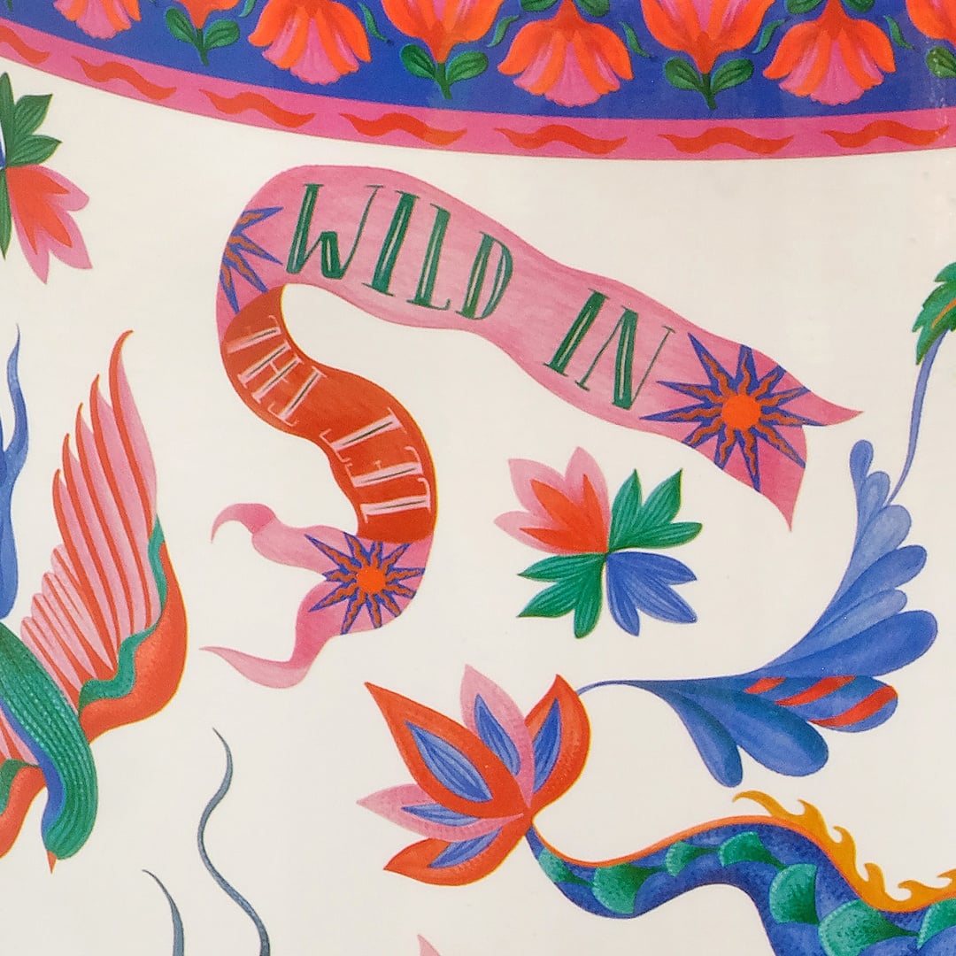 Tanbu Porselen Tabure 31x31x44 Cm Beyaz - Renkli