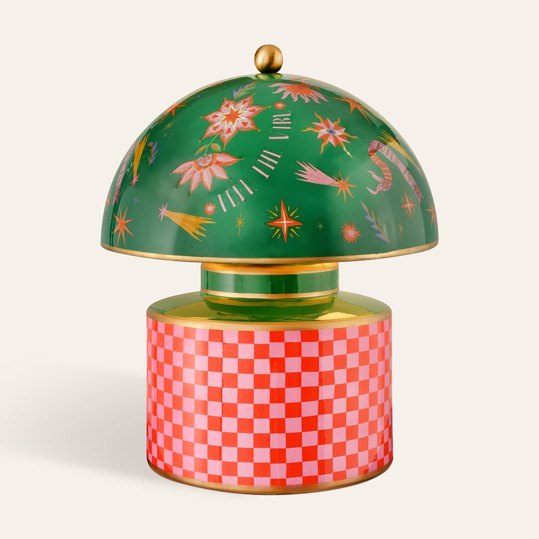 Tanbu Porselen Abajur 28x28x33 Cm Yeşil - Turuncu