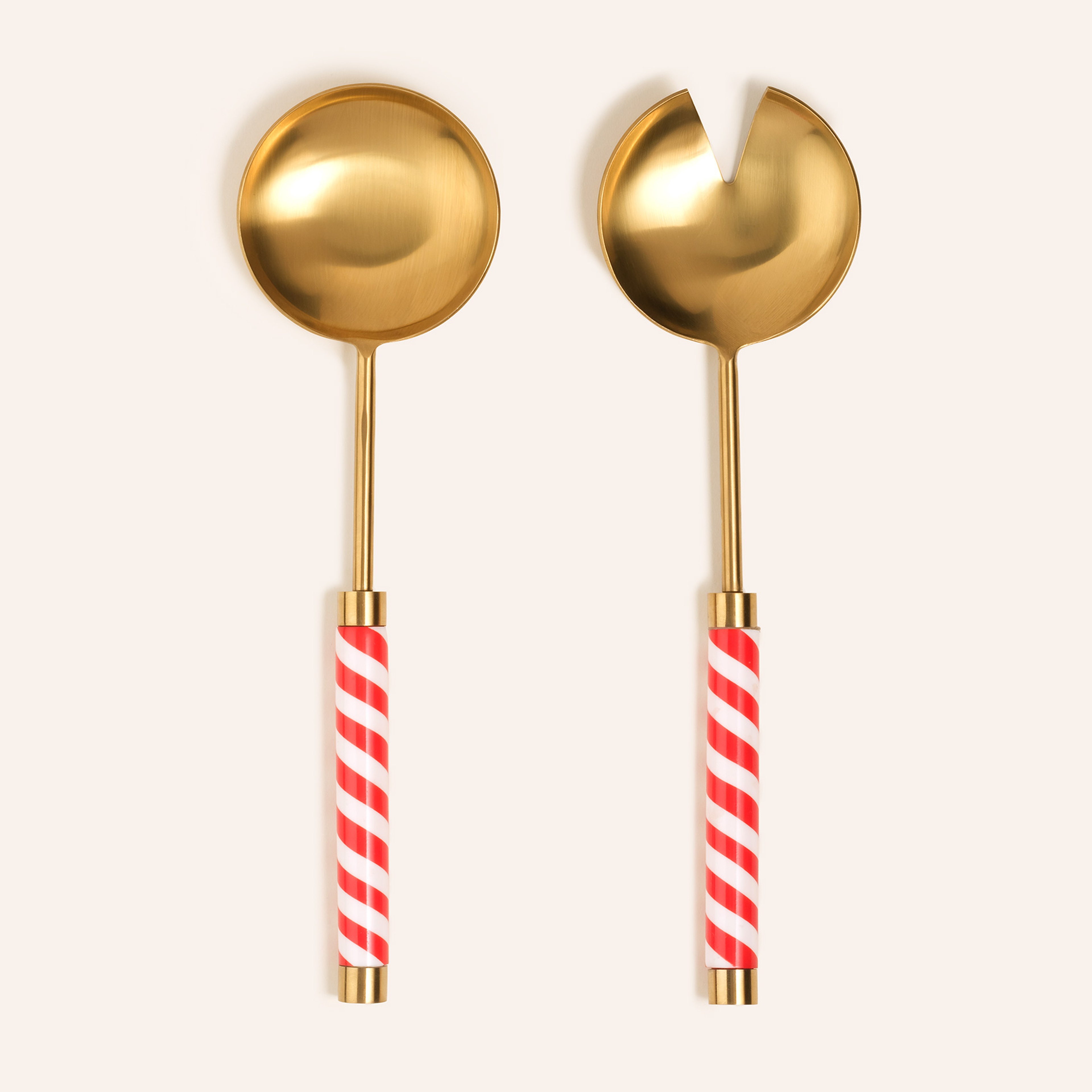 Rampur Çelik - Pirinç Salata Kaşık Seti 8x29x2 Cm Altın- Kırmızı