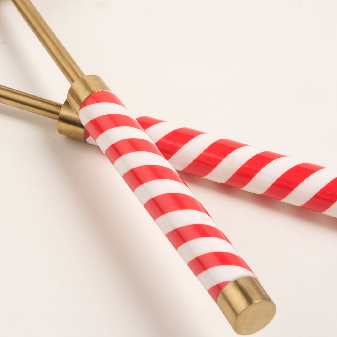 Rampur Çelik - Pirinç Salata Kaşık Seti 8x29x2 Cm Altın- Kırmızı