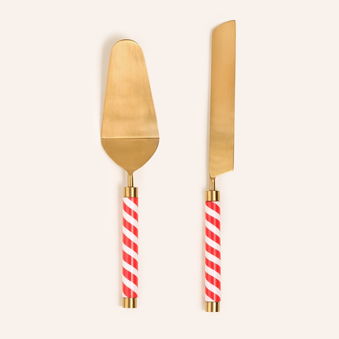 Rampur Çelik - Pirinç Servis Seti 6x28x1 Cm Altın- Kırmızı