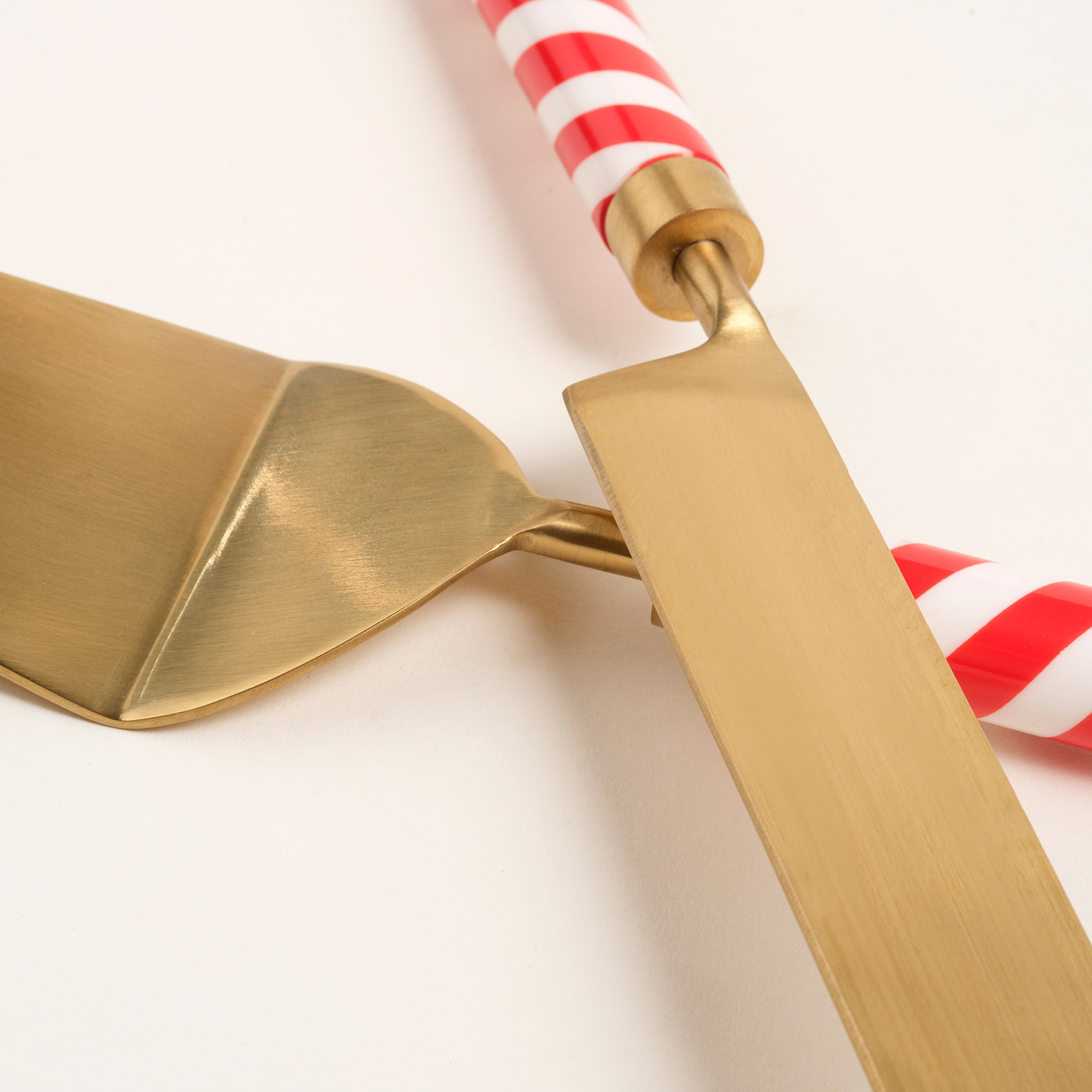 Rampur Çelik - Pirinç Servis Seti 6x28x1 Cm Altın- Kırmızı