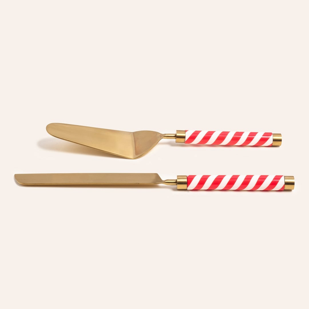 Rampur Çelik - Pirinç Servis Seti 6x28x1 Cm Altın- Kırmızı