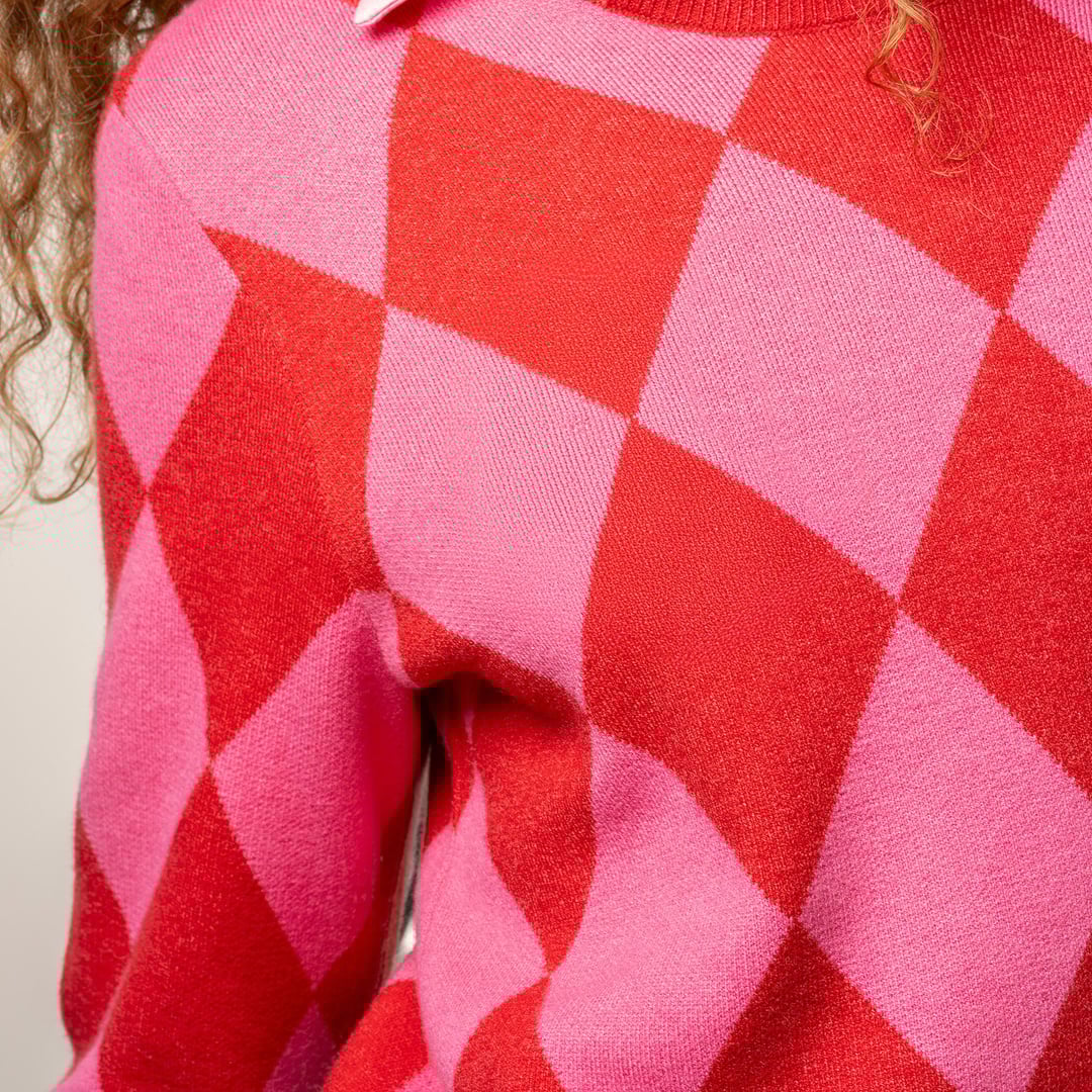 Tarabya Triko Kazak - Pembe - Kırmızı