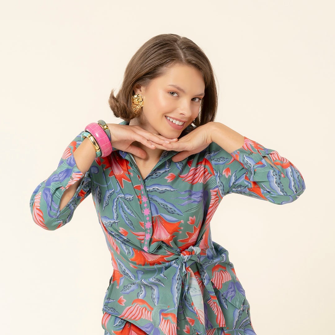 Tavas Dijital Baskılı Gömlek - Yeşil