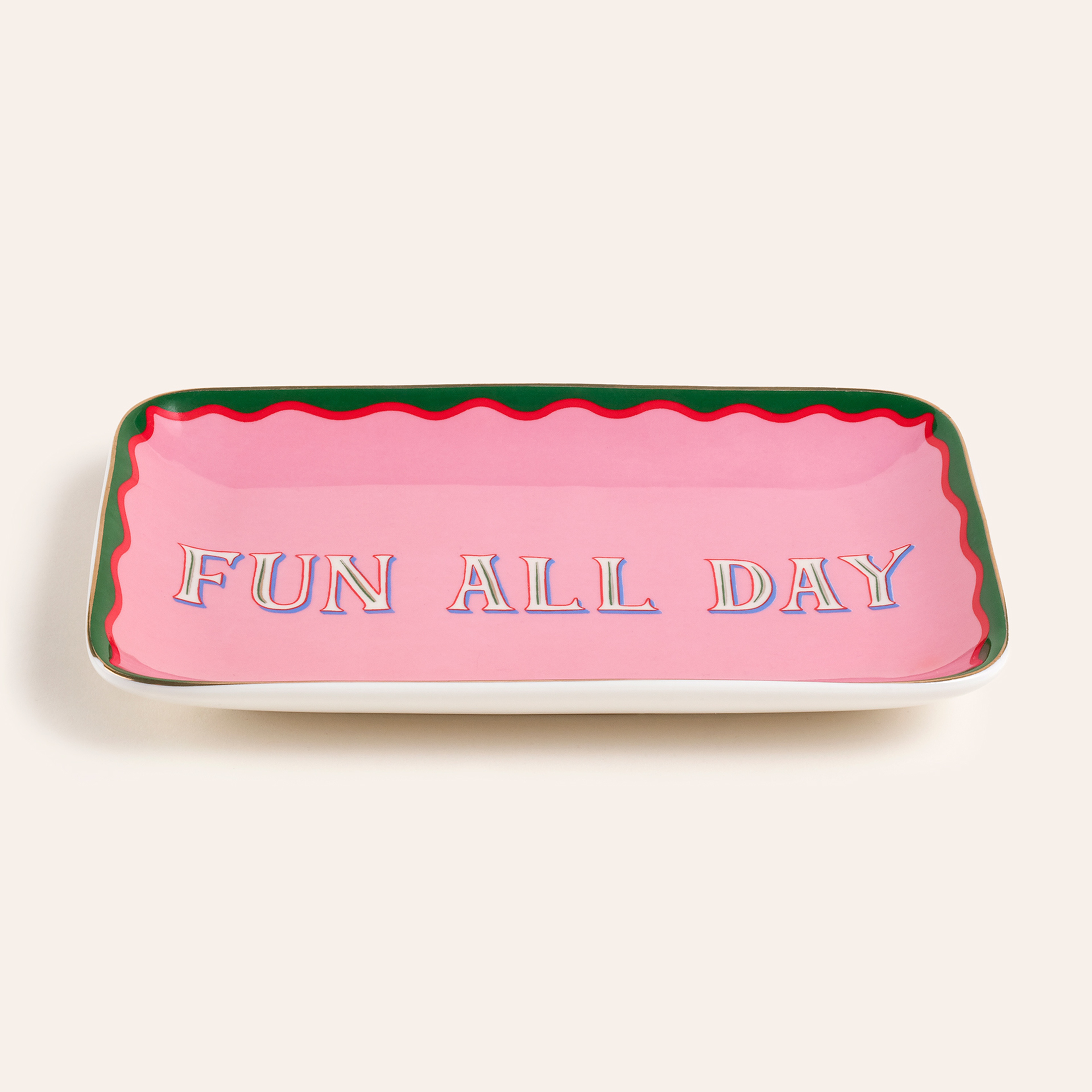 Luohu Porselen Servis Tabağı 22x11x2 Cm Pembe