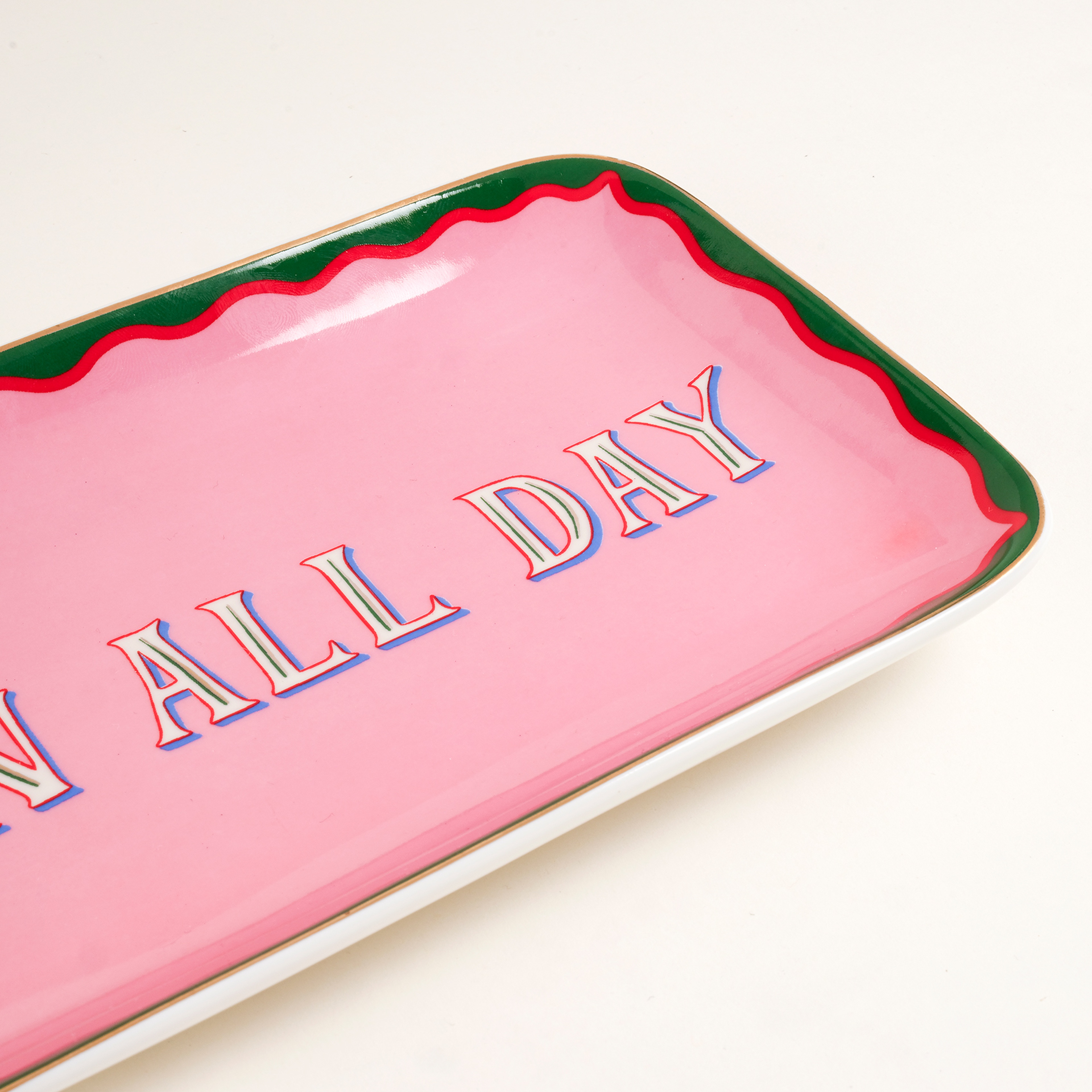 Luohu Porselen Servis Tabağı 22x11x2 Cm Pembe