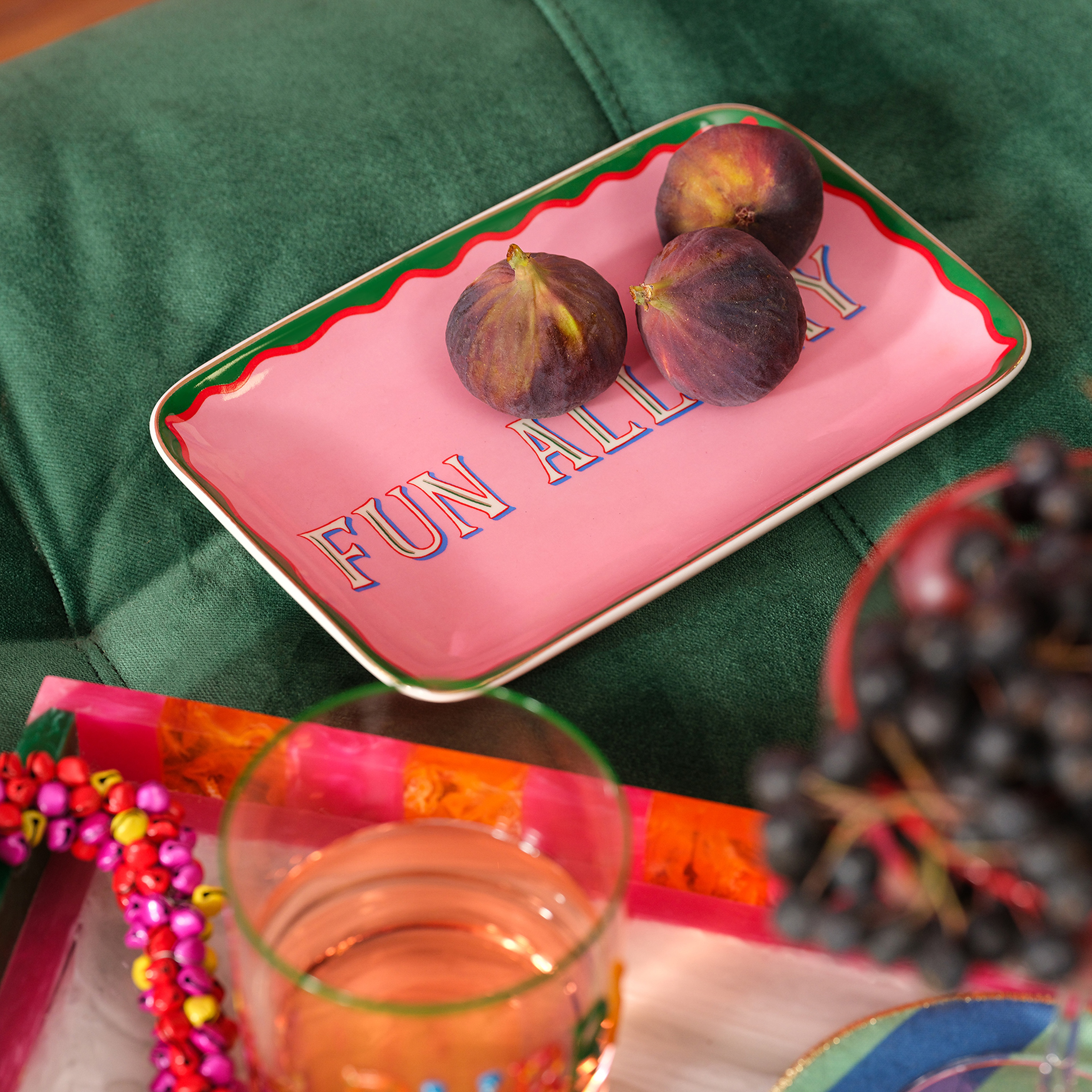 Luohu Porselen Servis Tabağı 22x11x2 Cm Pembe