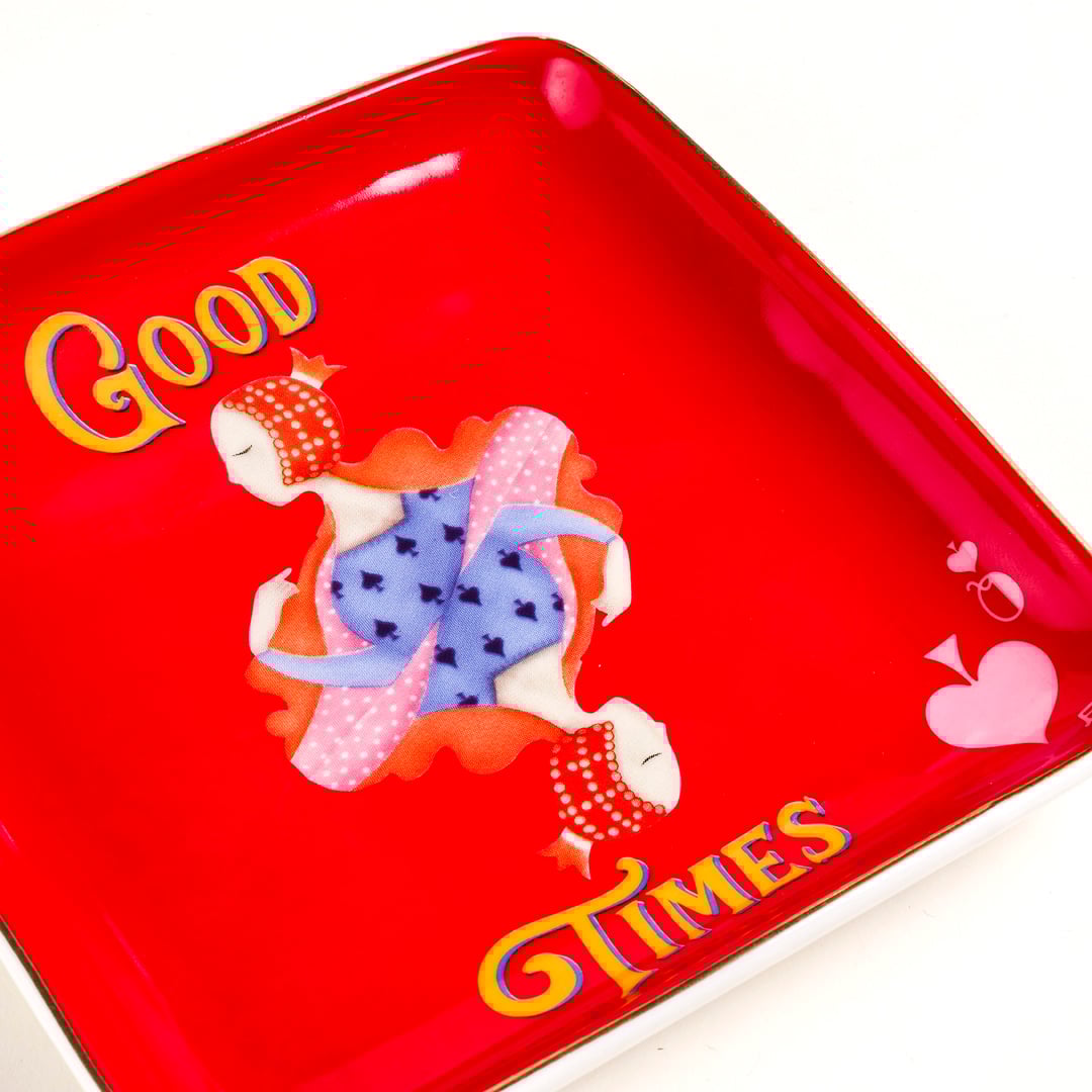 Luohu Porselen Tabak 12x12x2 Cm Kırmızı