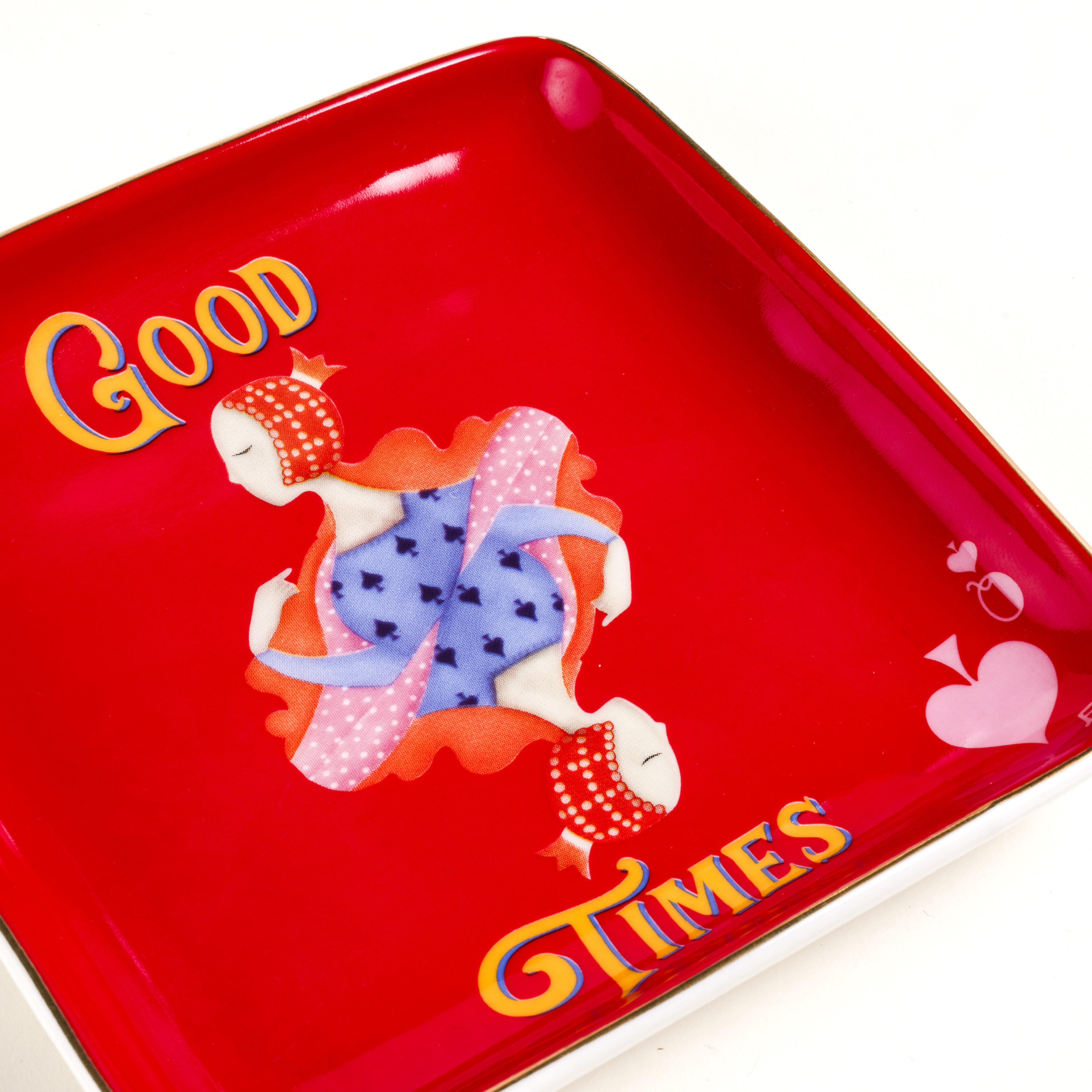 Luohu Porselen Tabak 12x12x2 Cm Kırmızı