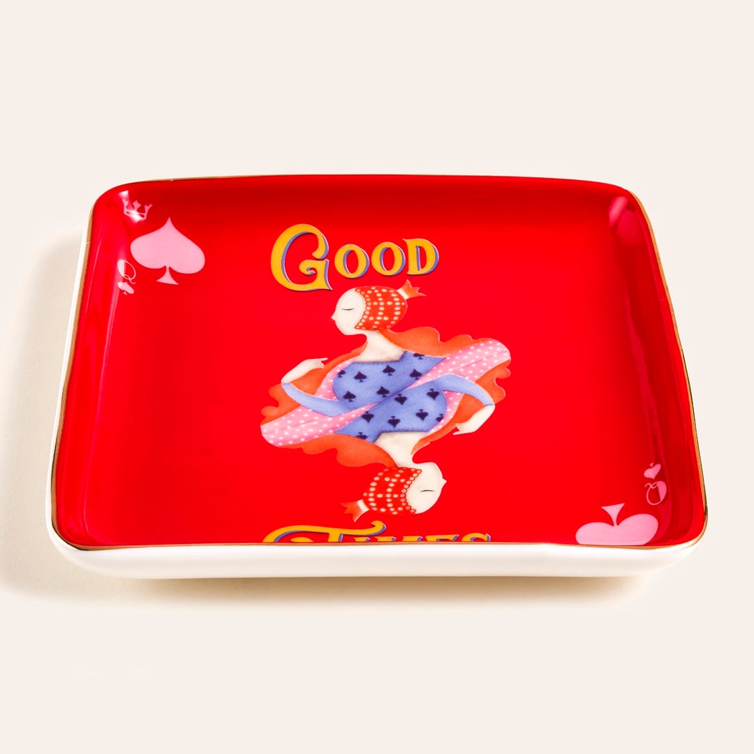 Luohu Porselen Tabak 12x12x2 Cm Kırmızı