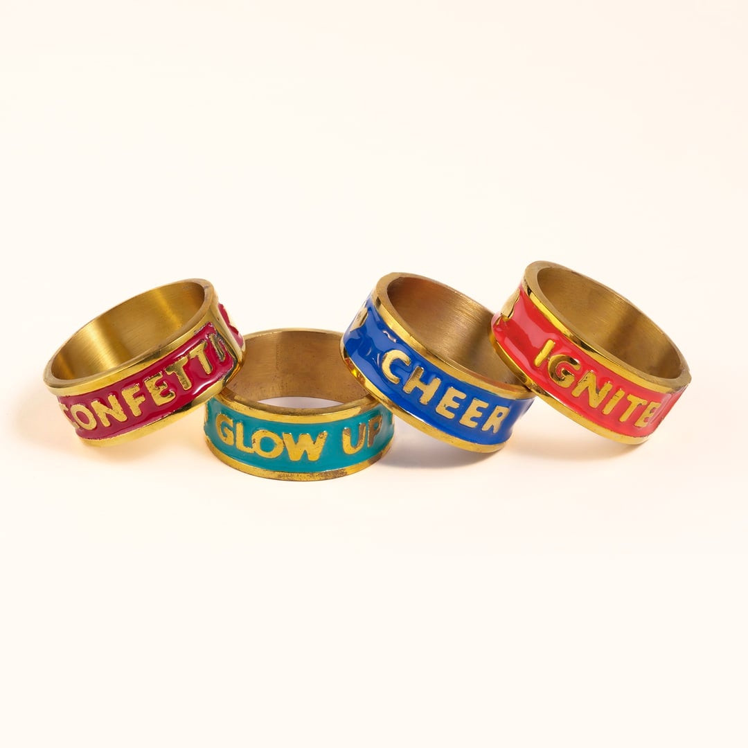 Rampur Çelik - Pirinç Peçete Halkası 5 Cm Altın - Renkli