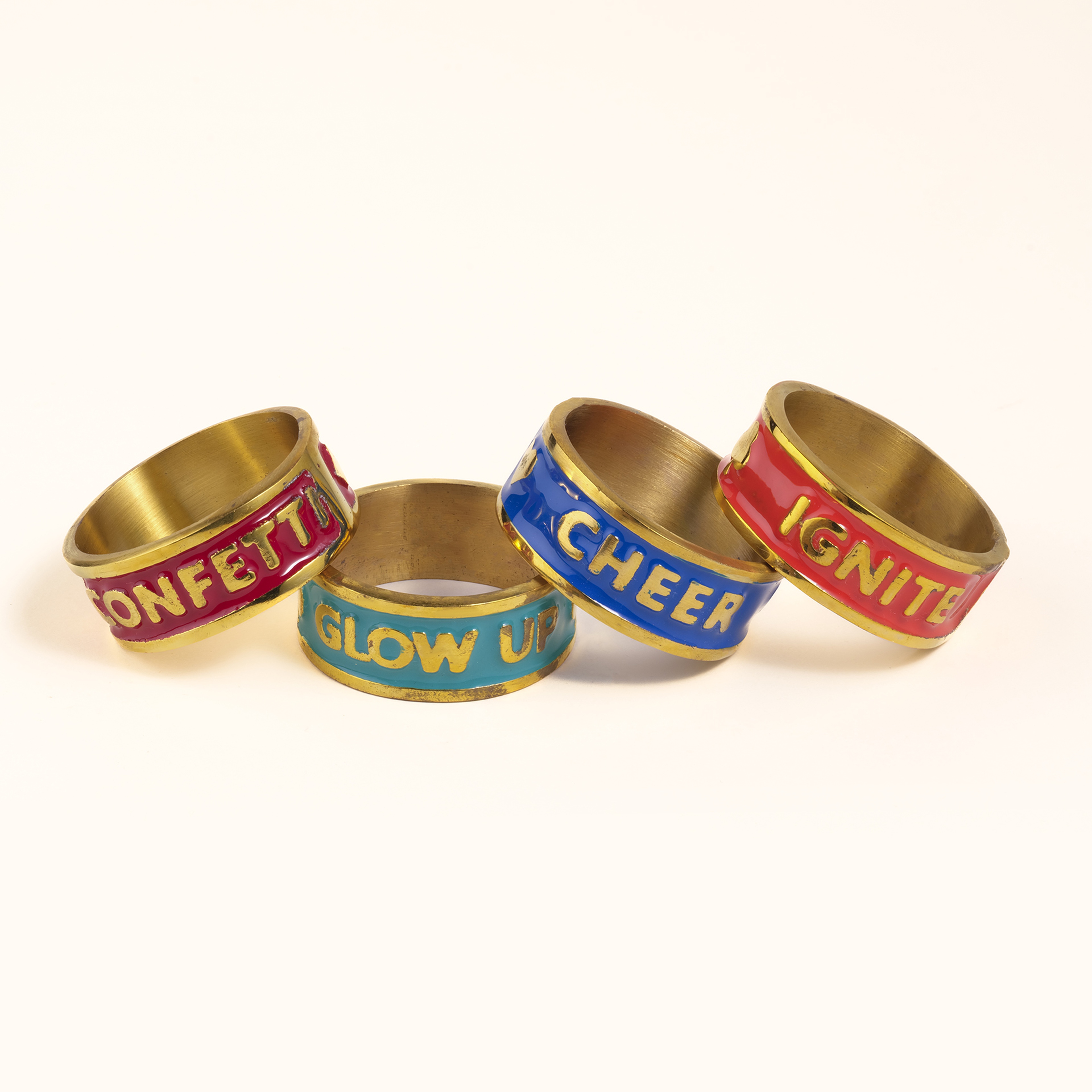 Rampur Çelik - Pirinç Peçete Halkası 5 Cm Altın - Renkli