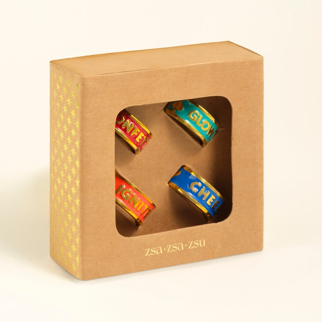 Rampur Çelik - Pirinç Peçete Halkası 5 Cm Altın - Renkli