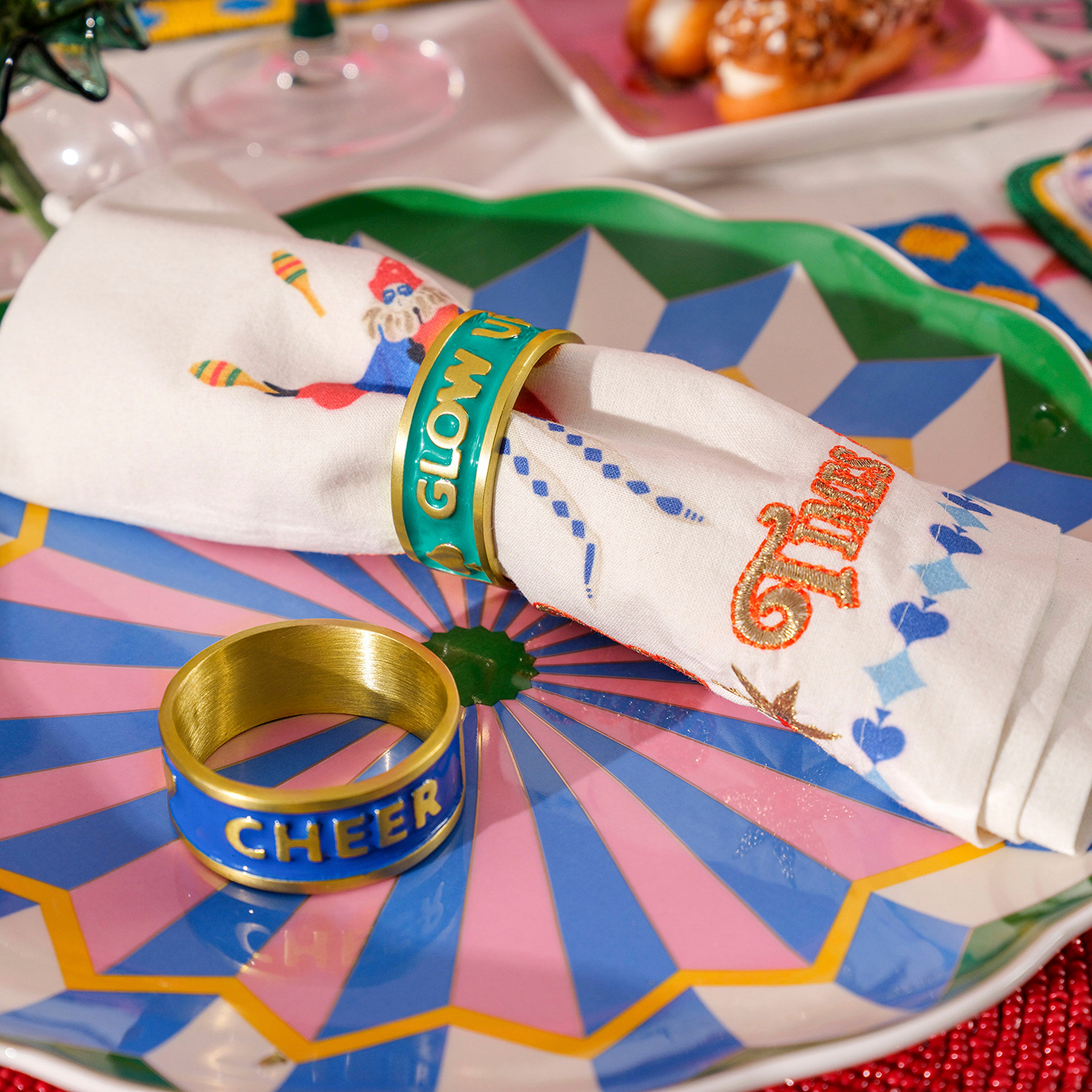 Rampur Çelik - Pirinç Peçete Halkası 5 Cm Altın - Renkli