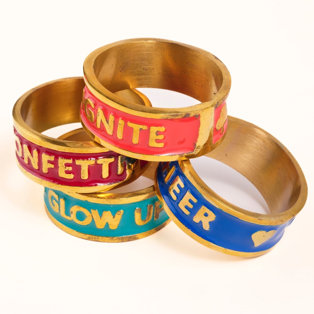 Rampur Çelik - Pirinç Peçete Halkası 5 Cm Altın - Renkli