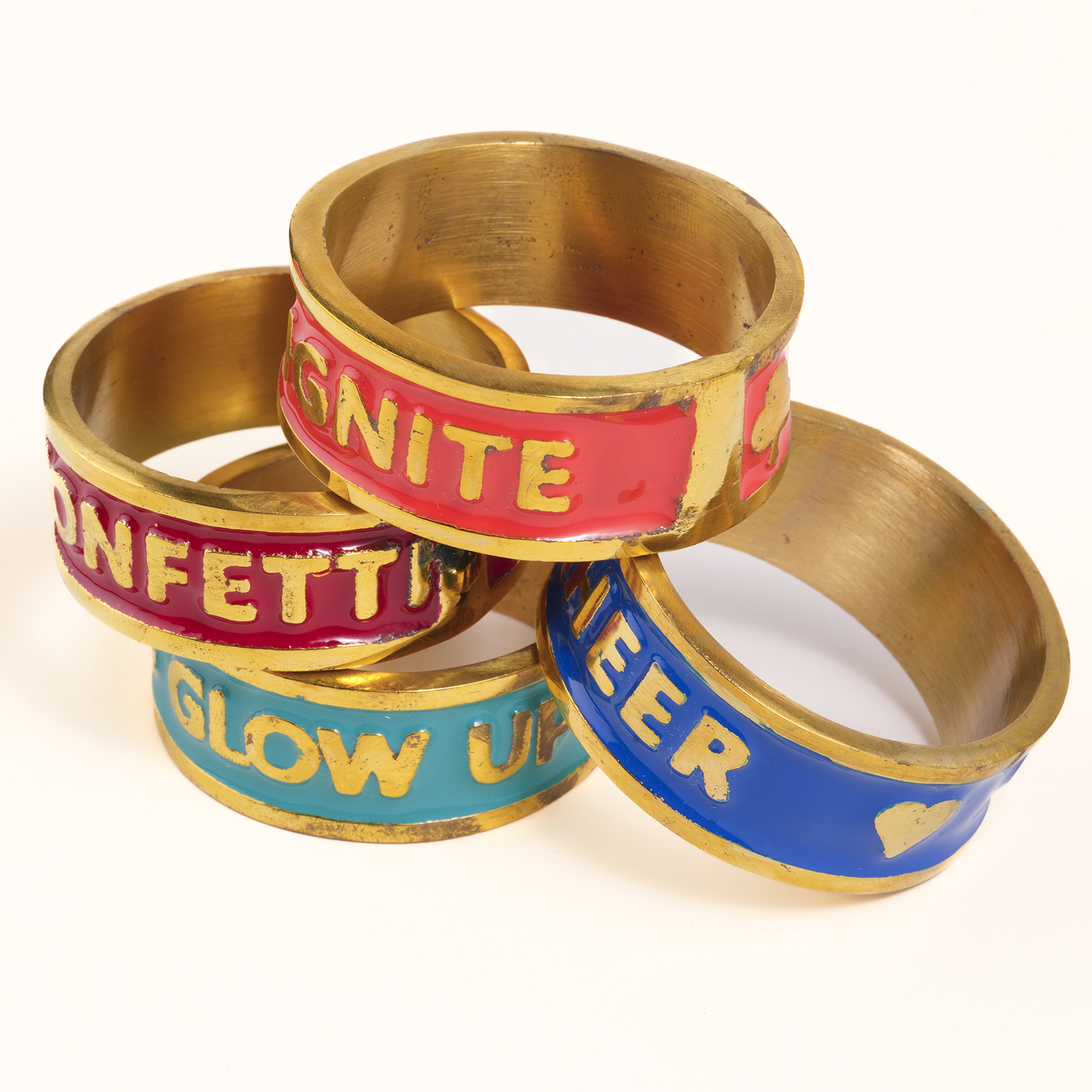 Rampur Çelik - Pirinç Peçete Halkası 5 Cm Altın - Renkli