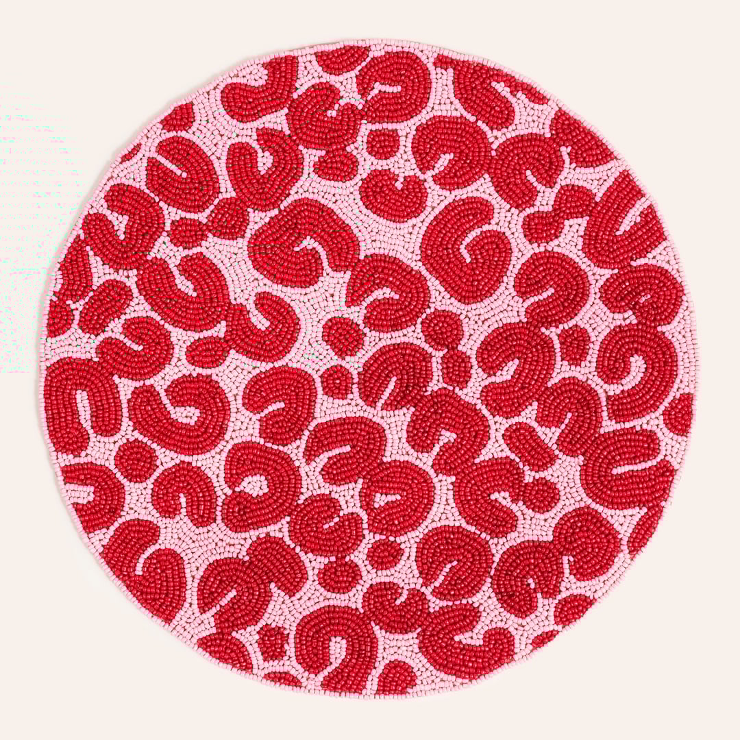 Dadrı Boncuklu Cam - Polyester Amerikan Servis 35 Cm Fuşya - Pembe