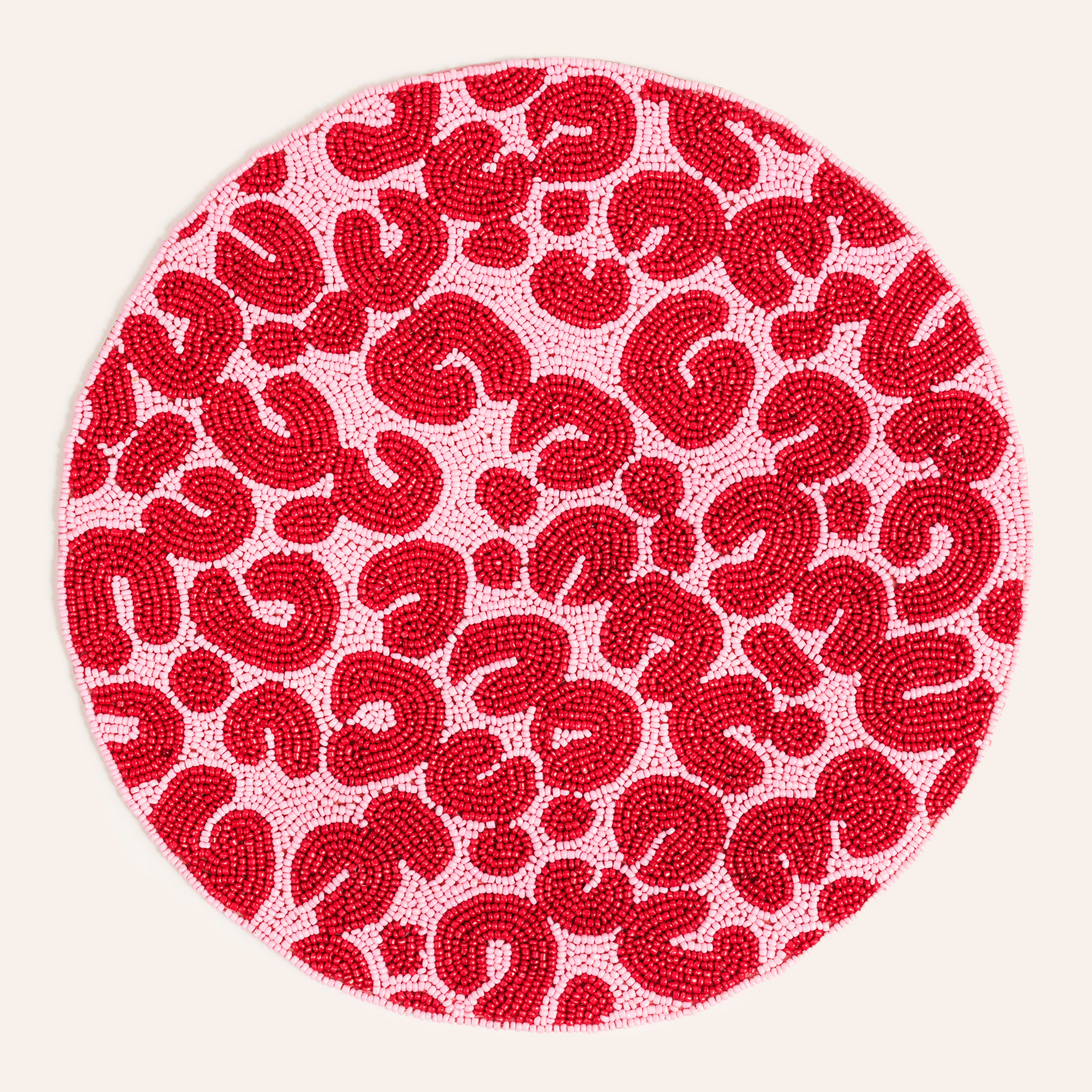 Dadrı Boncuklu Cam - Polyester Amerikan Servis 35 Cm Fuşya - Pembe