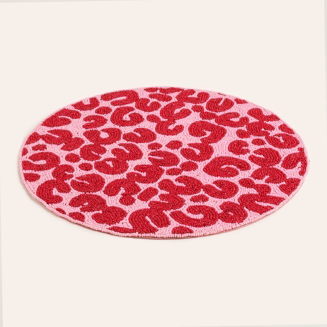 Dadrı Boncuklu Cam - Polyester Amerikan Servis 35 Cm Fuşya - Pembe