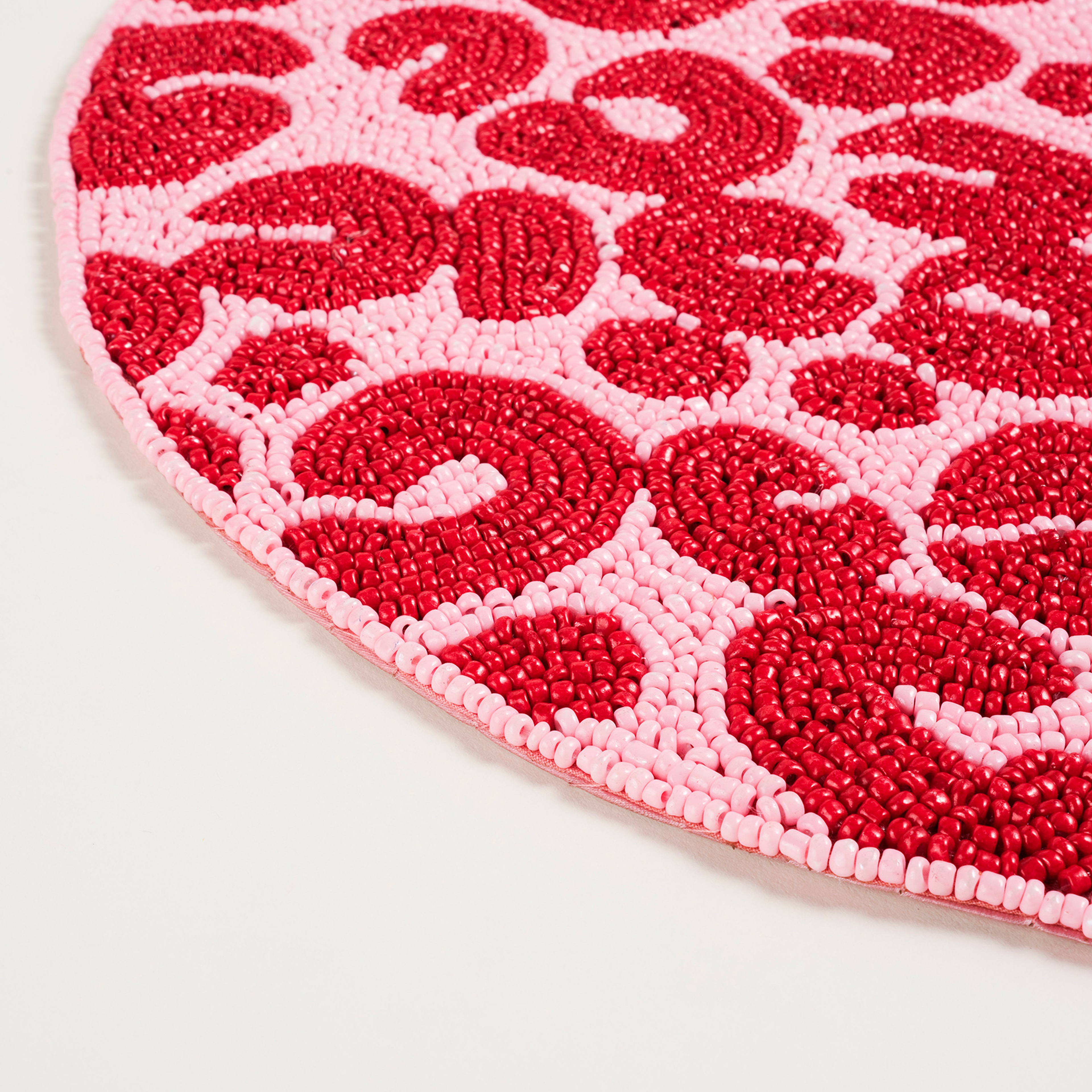 Dadrı Boncuklu Cam - Polyester Amerikan Servis 35 Cm Fuşya - Pembe