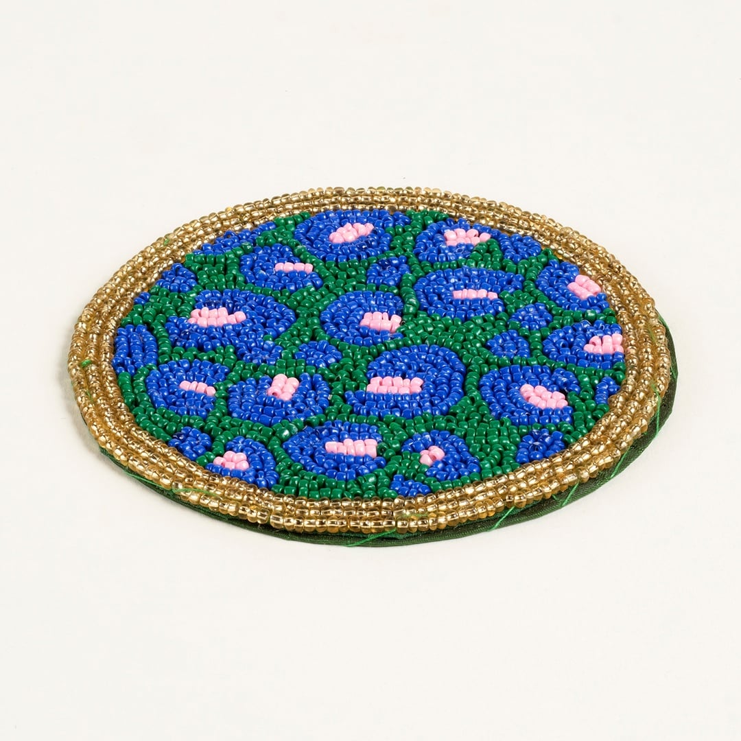 Dadrı Cam - Polyester Bardak Altlığı 10 Cm Mavi