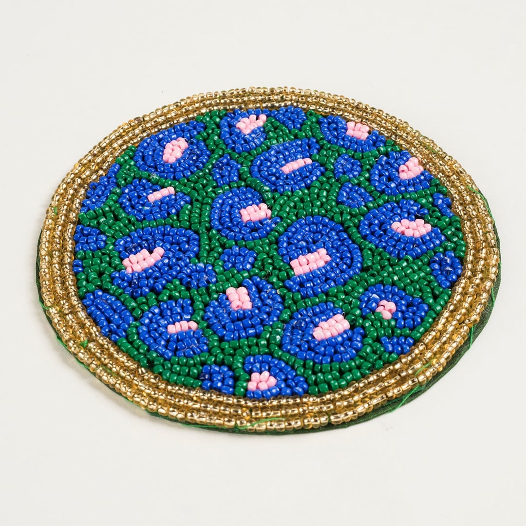 Dadrı Cam - Polyester Bardak Altlığı 10 Cm Mavi