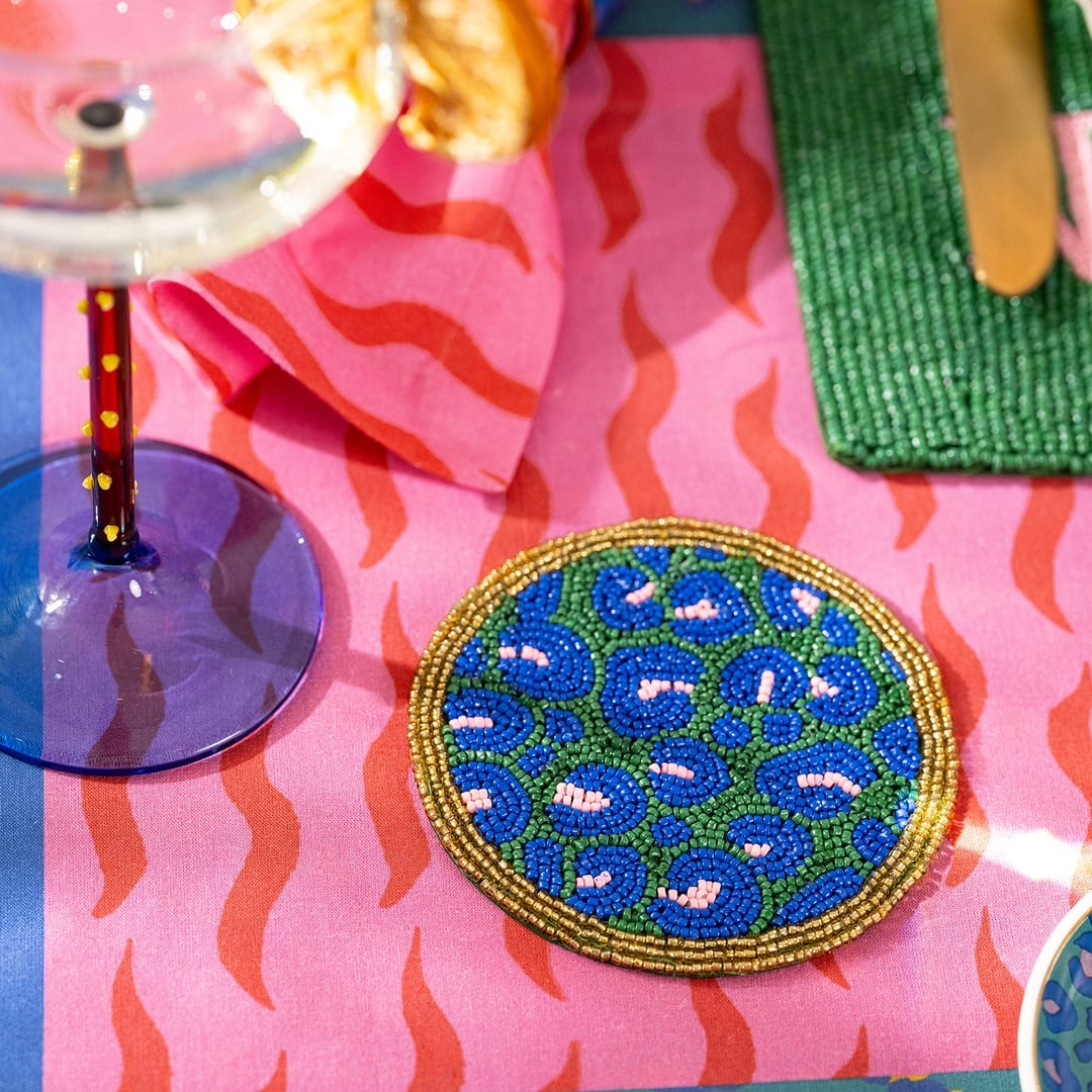 Dadrı Cam - Polyester Bardak Altlığı 10 Cm Mavi