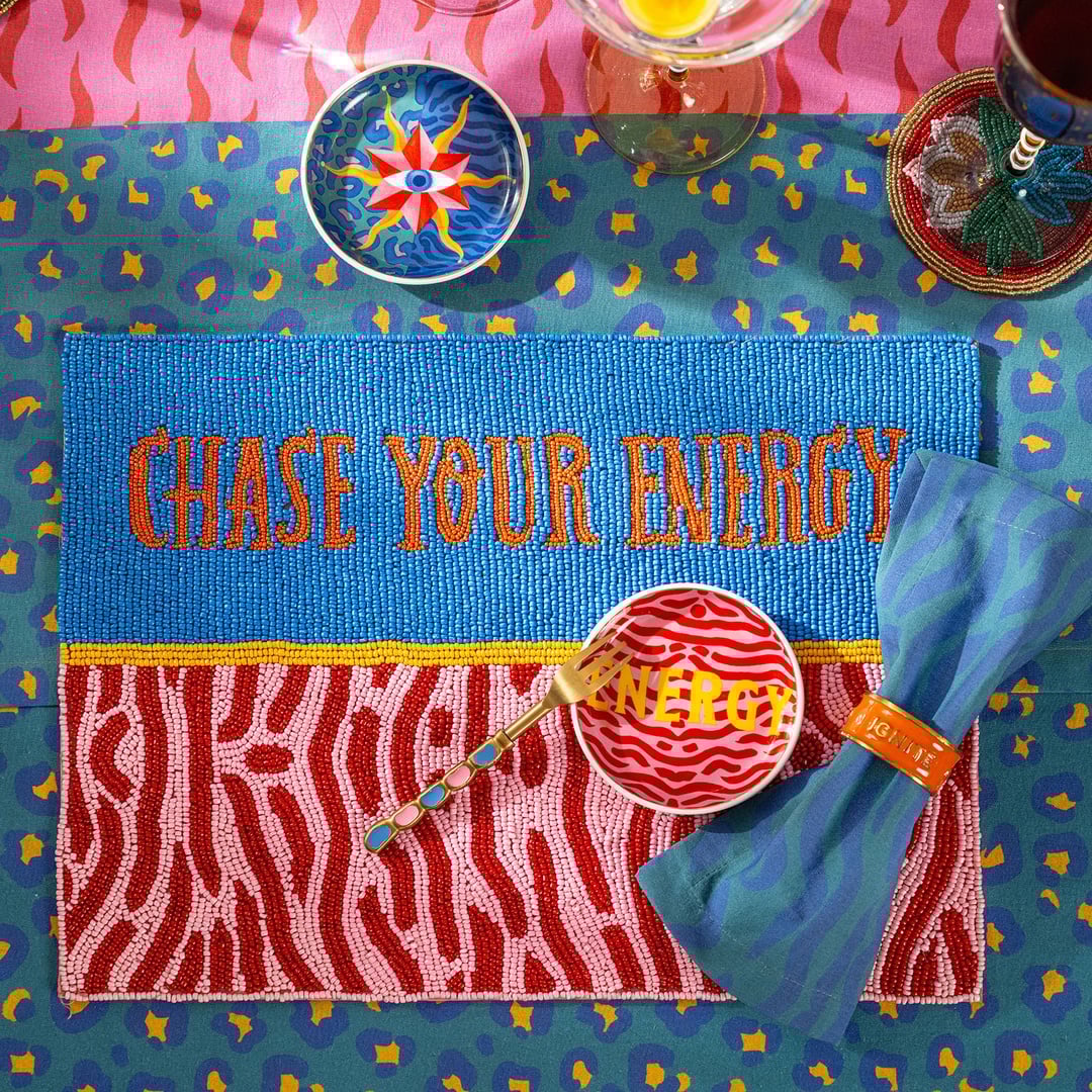 Dadrı Cam - Polyester Amerikan Servis 30x40 Cm Mavi - Fuşya