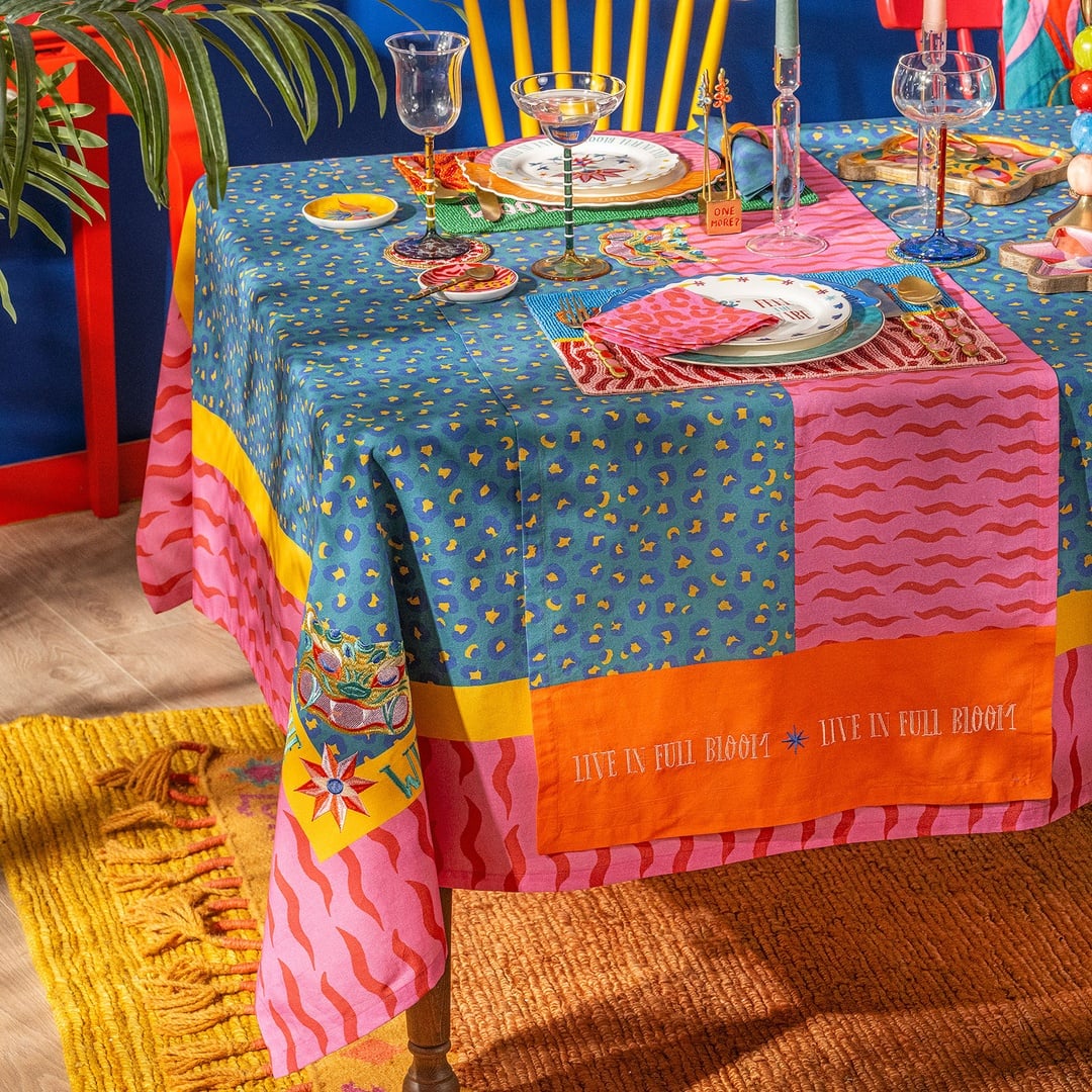 Dadrı Cam - Polyester Amerikan Servis 30x40 Cm Mavi - Fuşya