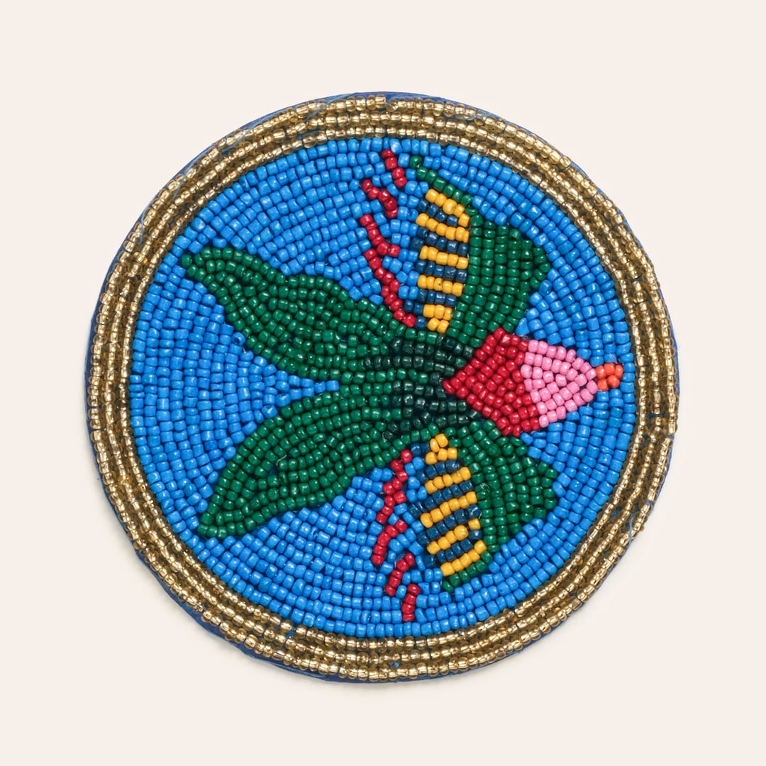 Dadrı Cam - Polyester Bardak Altlığı 10 Cm Mavi