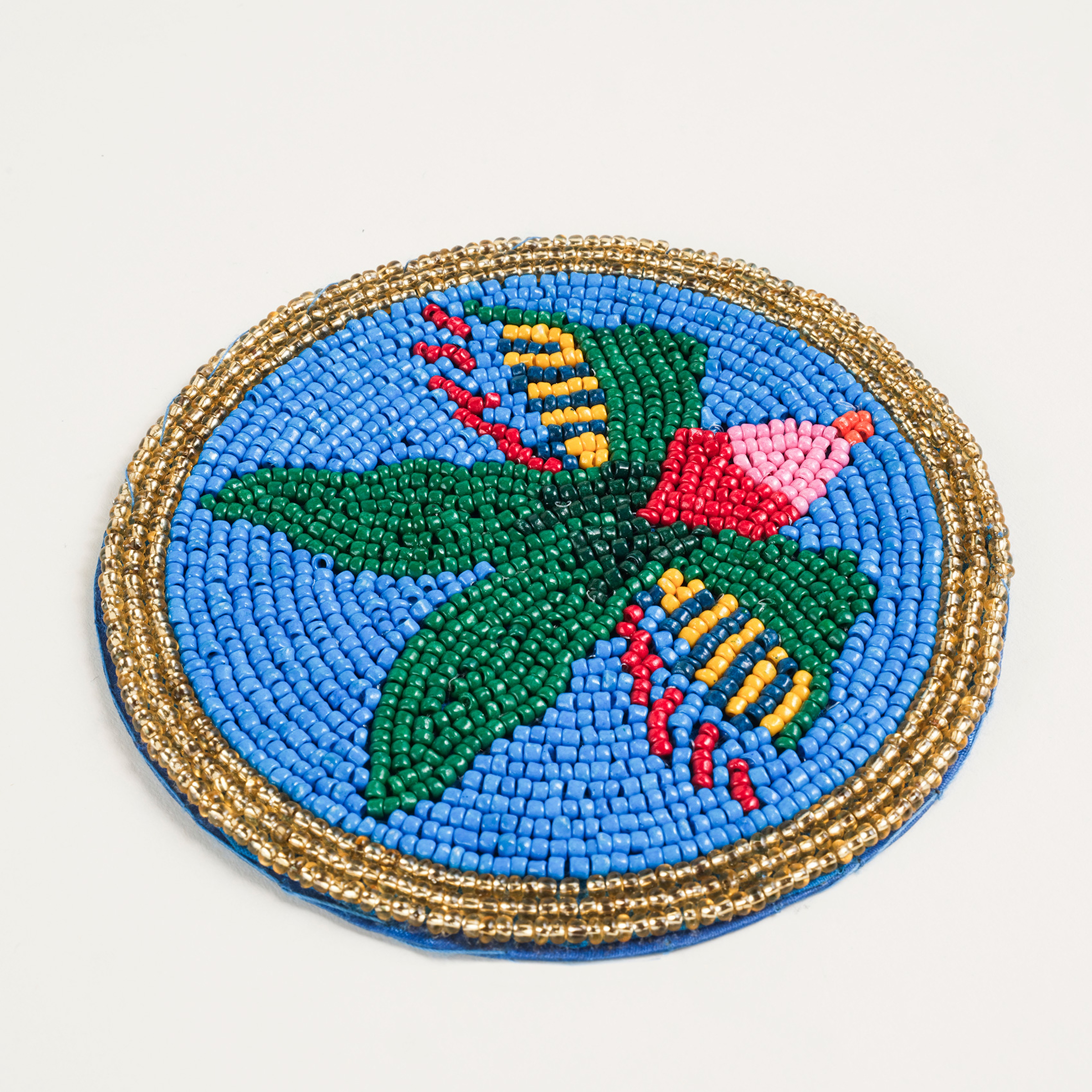 Dadrı Cam - Polyester Bardak Altlığı 10 Cm Mavi