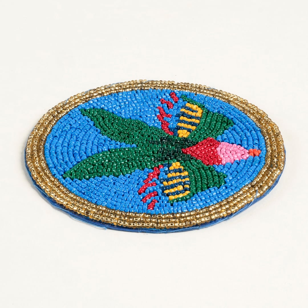 Dadrı Cam - Polyester Bardak Altlığı 10 Cm Mavi