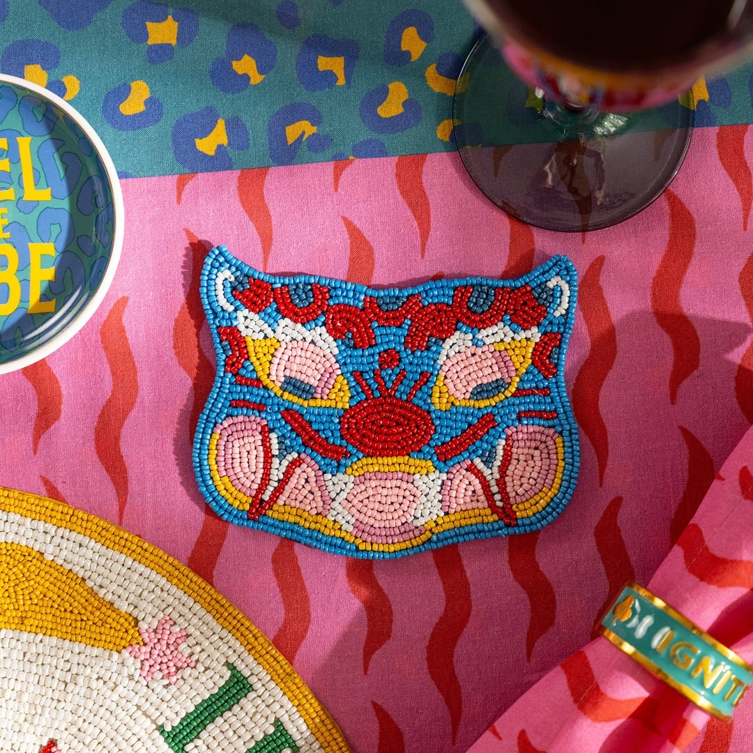 Dadrı Cam - Polyester Bardak Altlığı 11x10 Cm Mavi