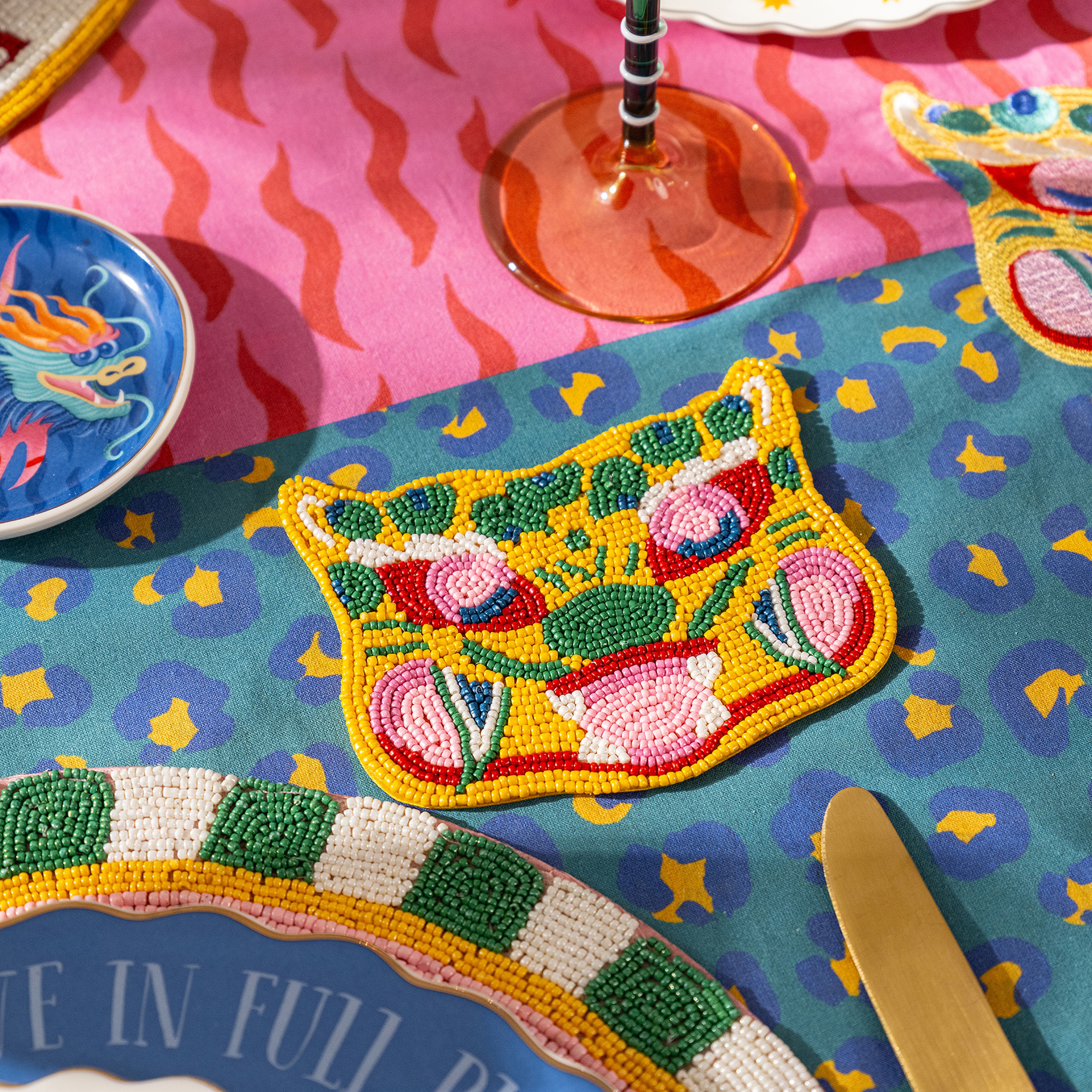 Dadrı Cam - Polyester Bardak Altlığı 11x10 Cm Sarı