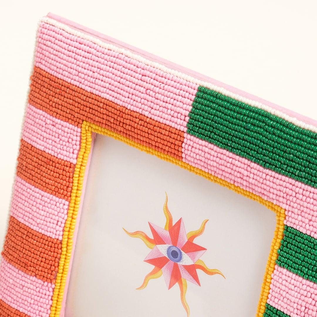 Dadrı Cam Boncuk-ahşap Çerçeve 17x17 Cm Renkli