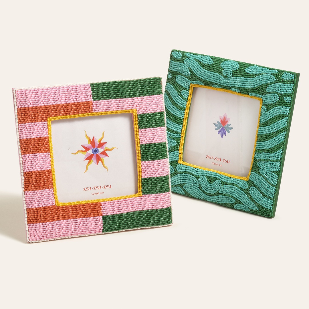 Dadrı Cam Boncuk-ahşap Çerçeve 17x17 Cm Renkli