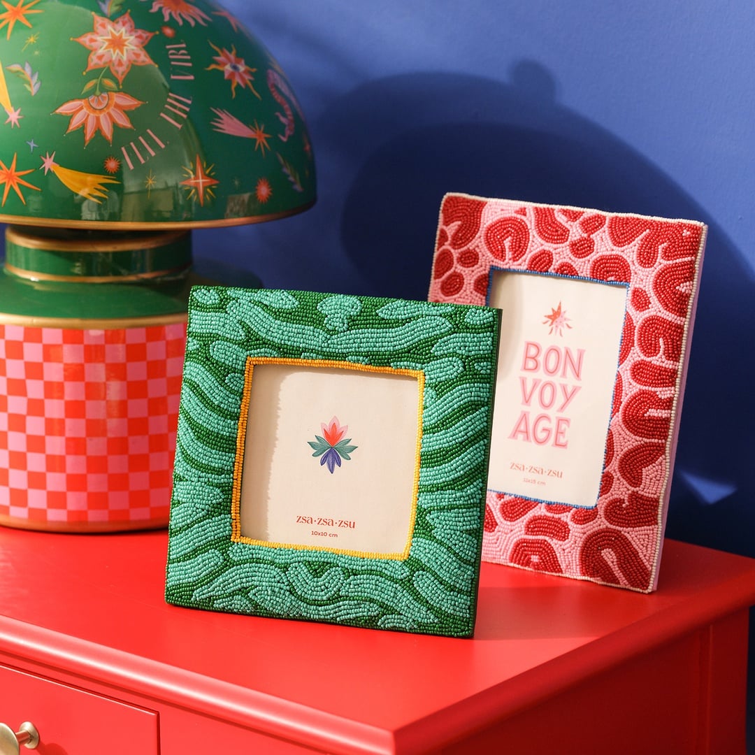 Dadrı Cam Boncuk-ahşap Çerçeve 21x17 Cm Fuşya