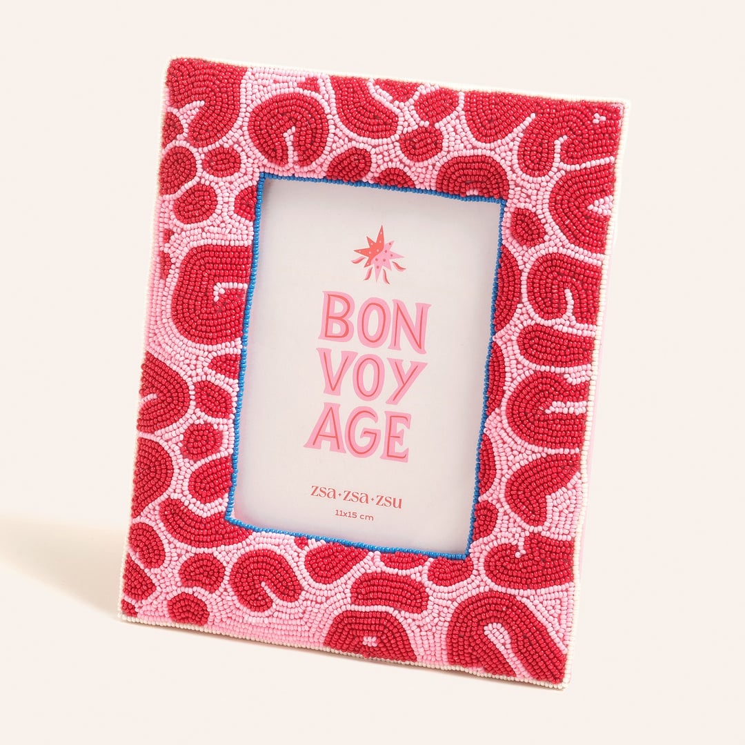 Dadrı Cam Boncuk-ahşap Çerçeve 21x17 Cm Fuşya